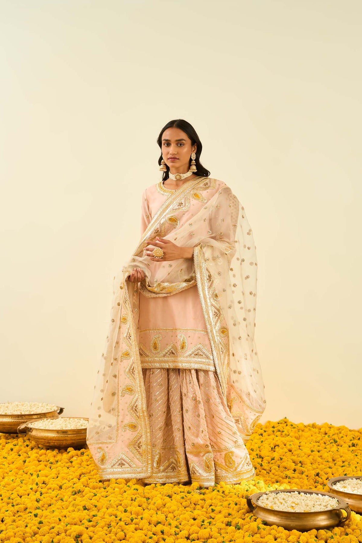 Shafna- Rosepink short kurta with garara and dupatta