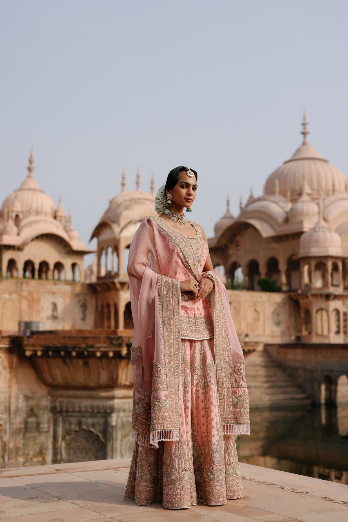 Evneet In Tasnim - Pink Kurta Set with Sharara & Dupatta