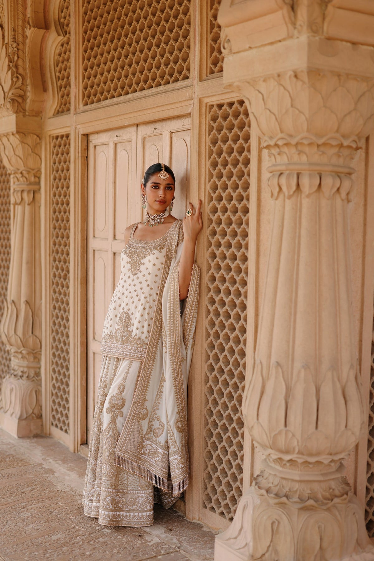 Shabnam - Daisy Ivory Kurta Set with Sharara & Dupatta