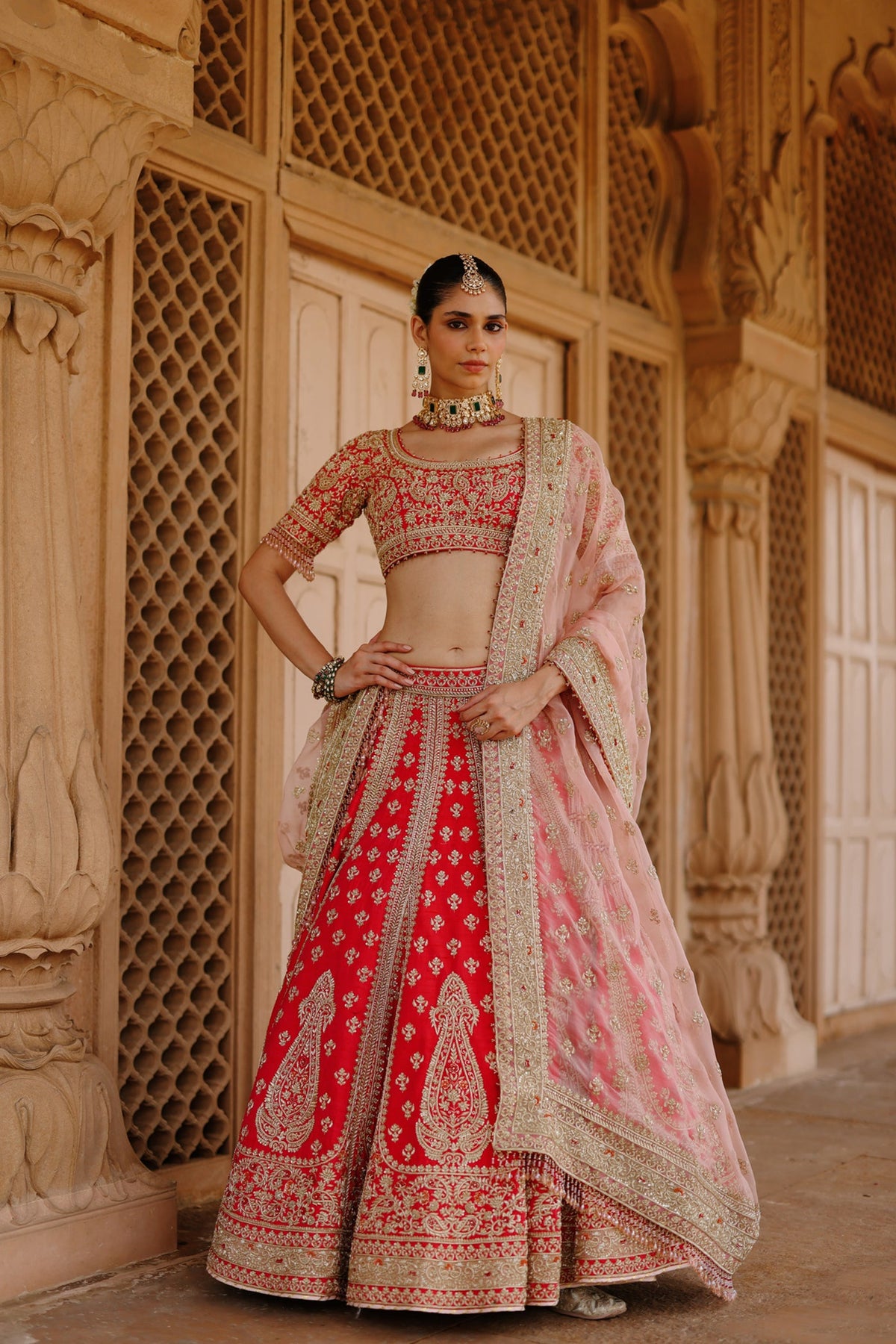 Nusrat Rani Hot pink Lehenga with Blouse and Dupatta