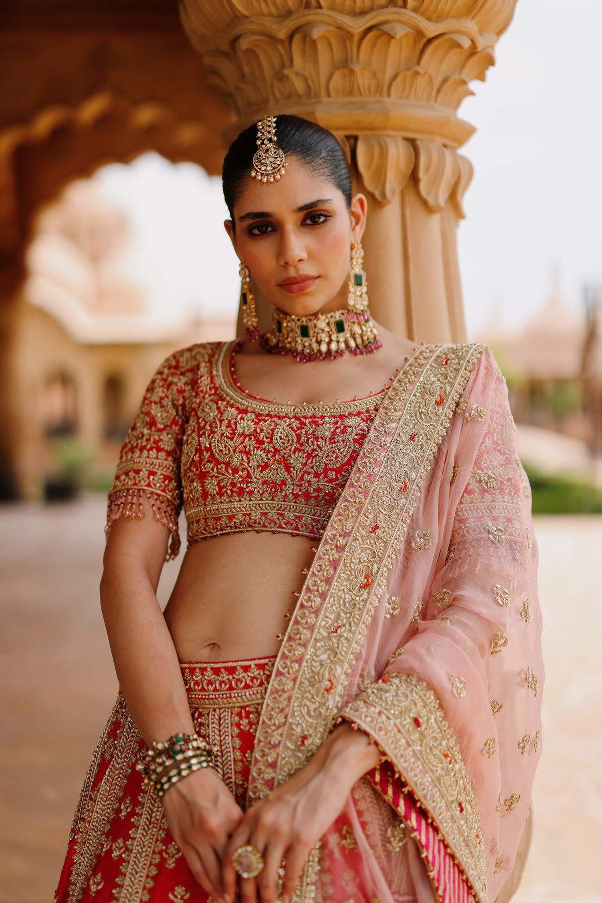 Nusrat Rani Hot pink Lehenga with Blouse and Dupatta
