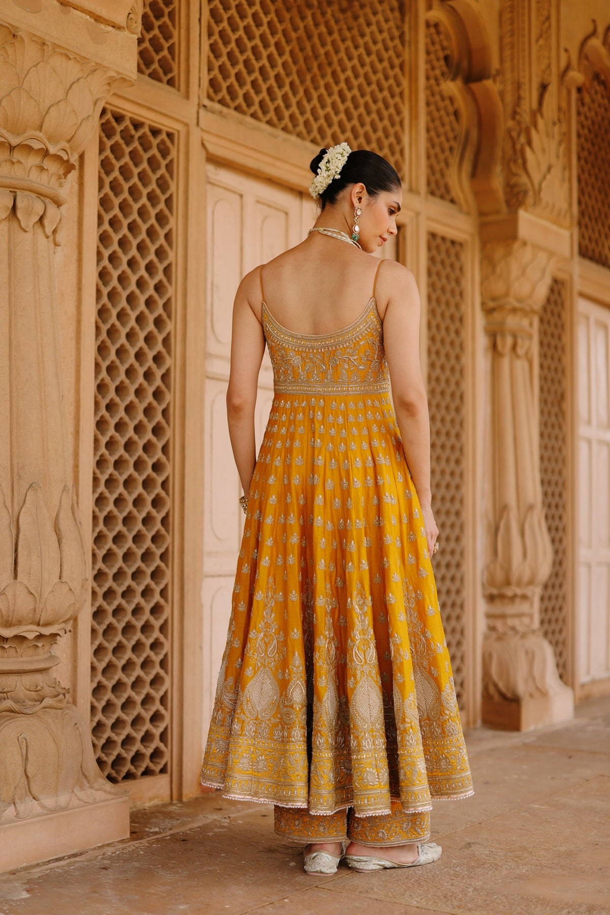 Rakul Preet Singh In Afraa - Mustard Anarkali Set with Palazzo & Dupatta