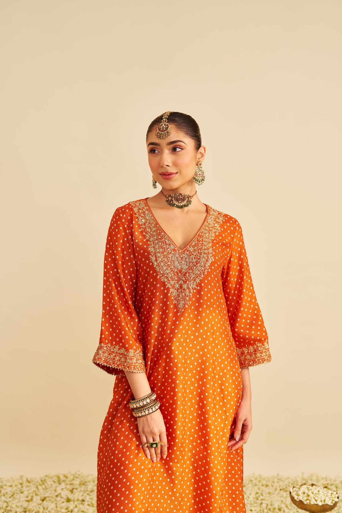 ZALIYAH - Orange LONG CHAUGA WITH SALWAR