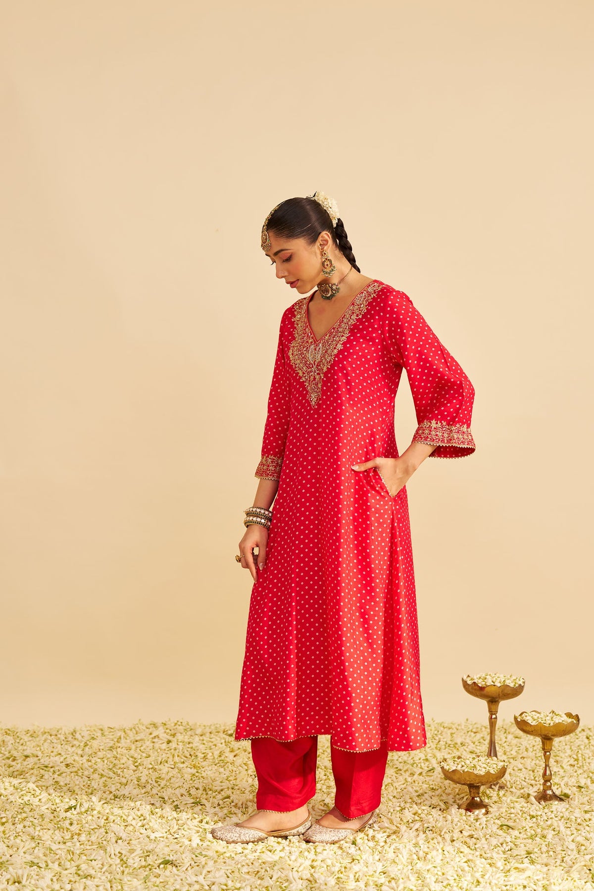 ZALIYAH - RED LONG CHAUGA WITH SALWAR (LXRTS)