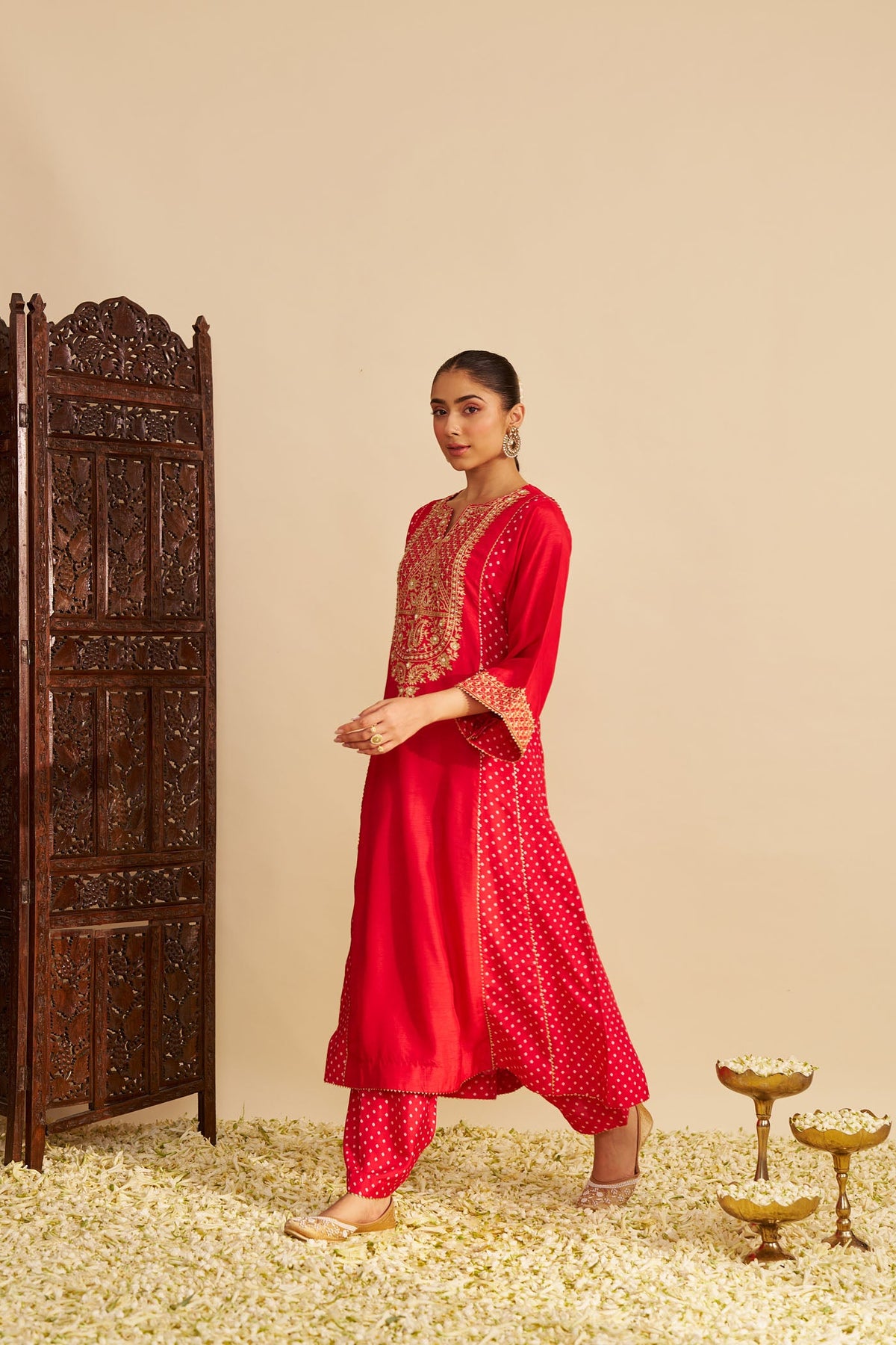 ESRA - RED LONG CHAUGA WITH SALWAR
