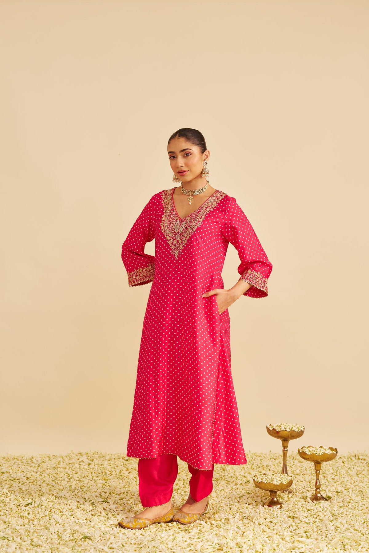 ZALIYAH - Rani Hotpink LONG CHAUGA WITH SALWAR