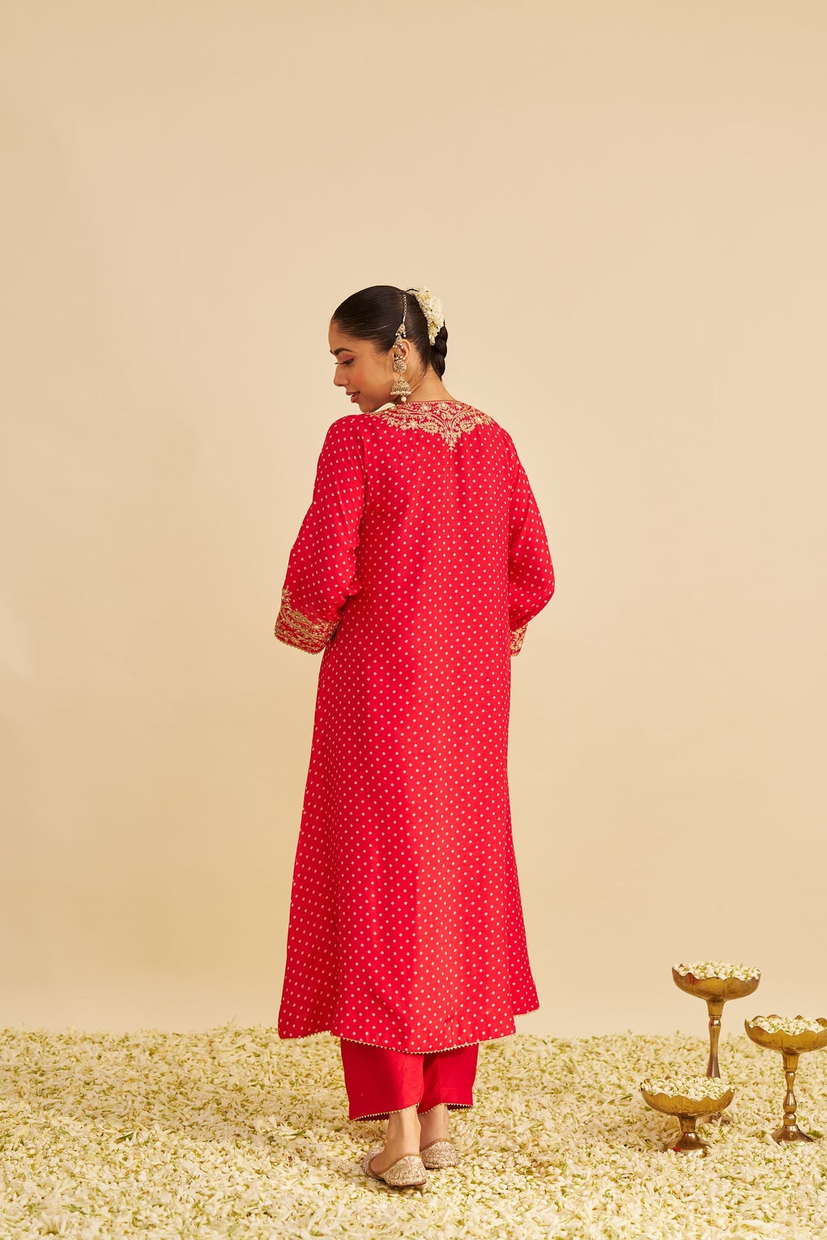 SHEZIA - RED LONG CHAUGA WITH SALWAR