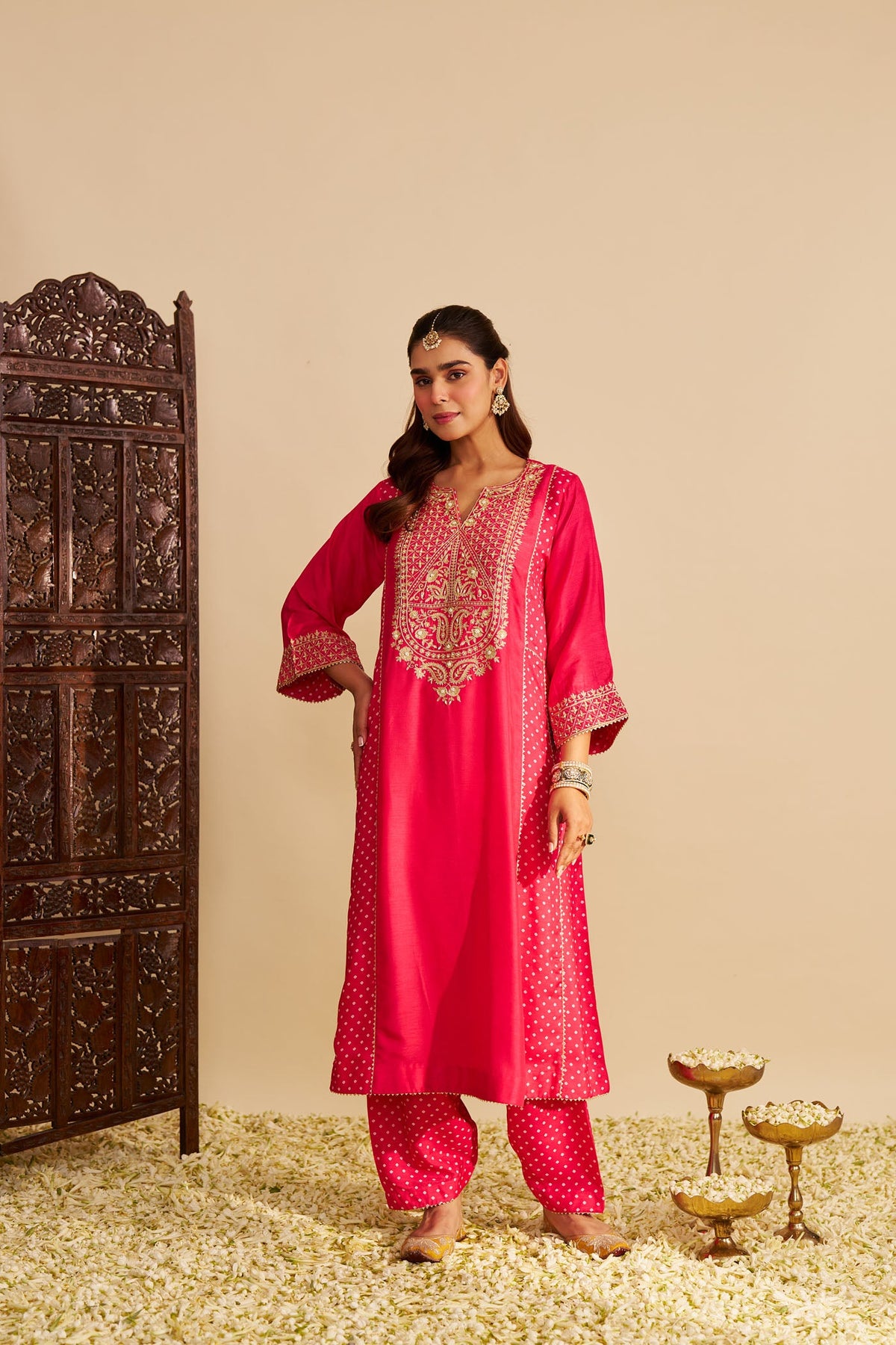 ESRA - Rani Hotpink LONG CHAUGA WITH SALWAR