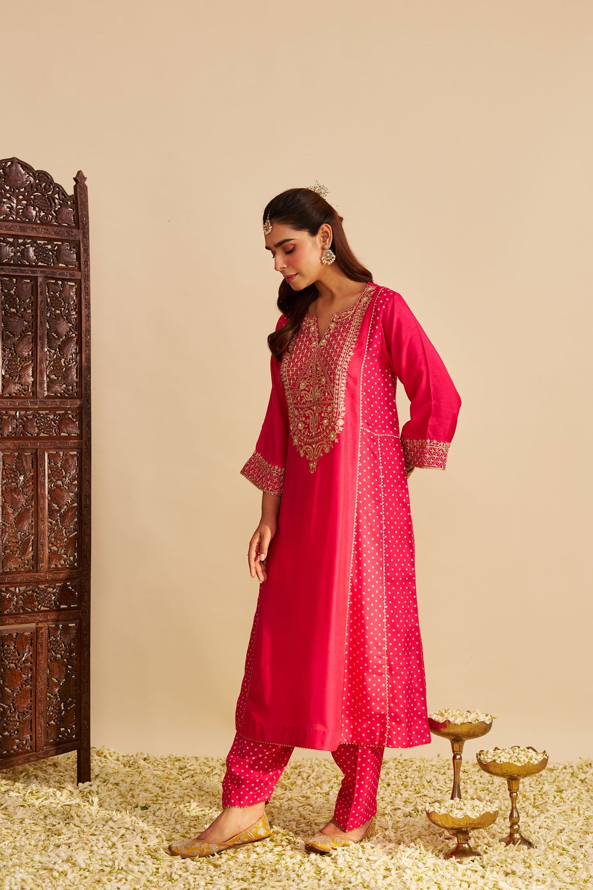 ESRA - Rani Hotpink LONG CHAUGA WITH SALWAR