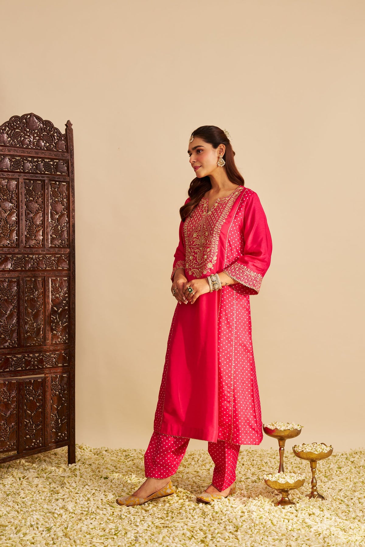 ESRA - Rani Hotpink LONG CHAUGA WITH SALWAR