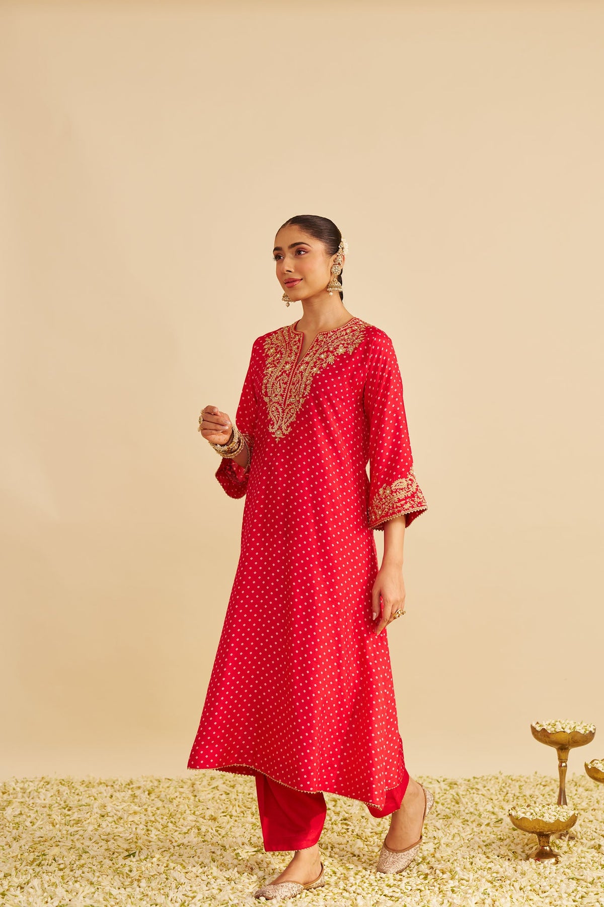 SHEZIA - RED LONG CHAUGA WITH SALWAR