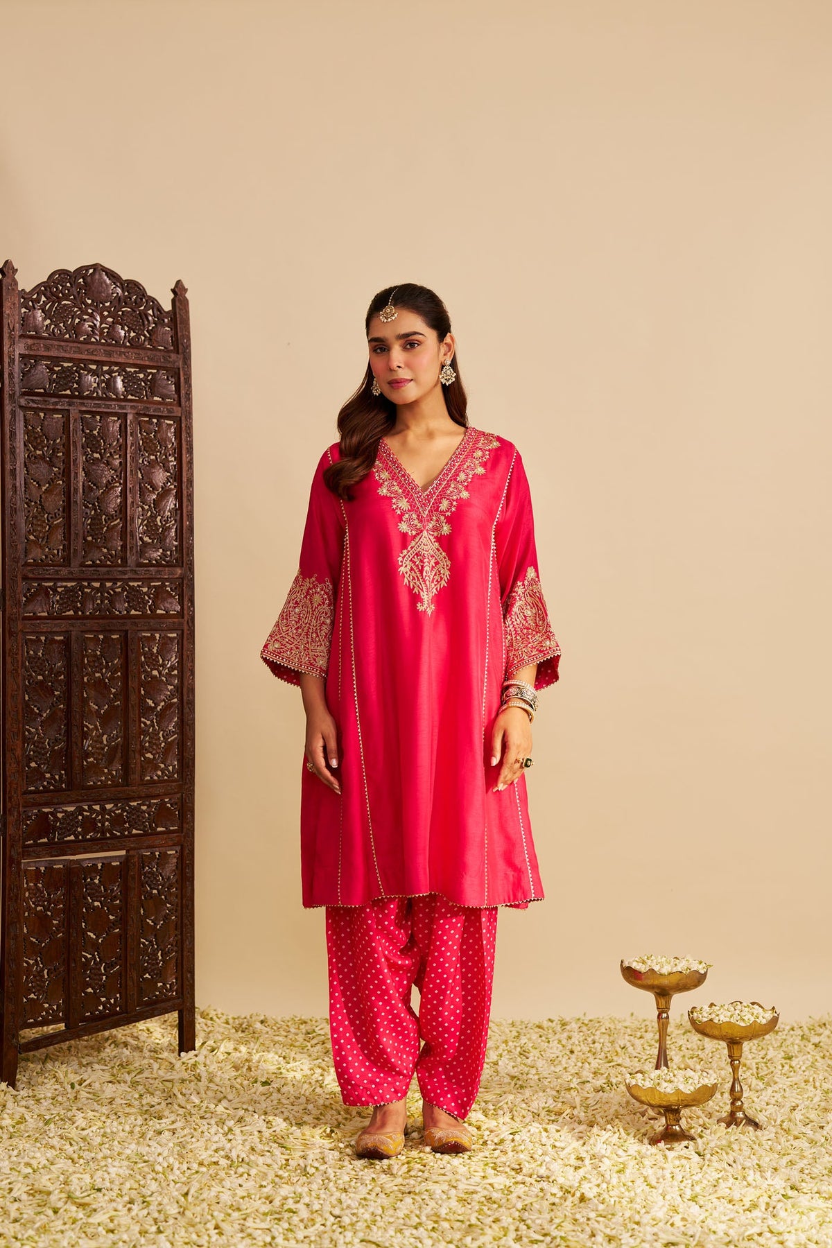NIYAH - Rani Hotpink SHORT CHAUGA WITH SALWAR