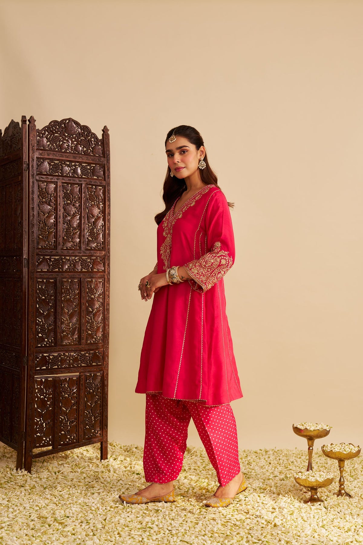 NIYAH - Rani Hotpink SHORT CHAUGA WITH SALWAR