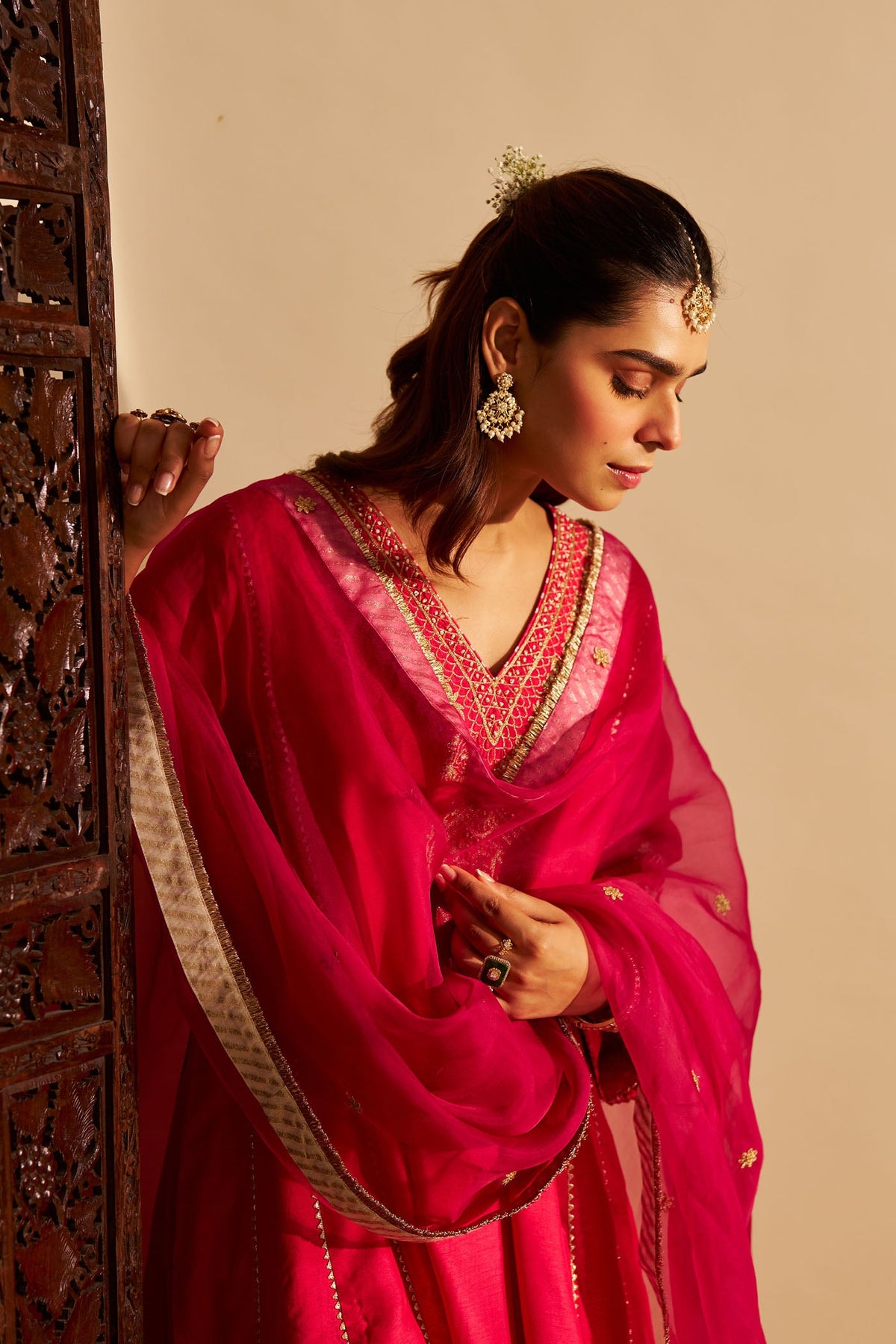 NIYAH - Rani Hotpink SHORT CHAUGA WITH SALWAR