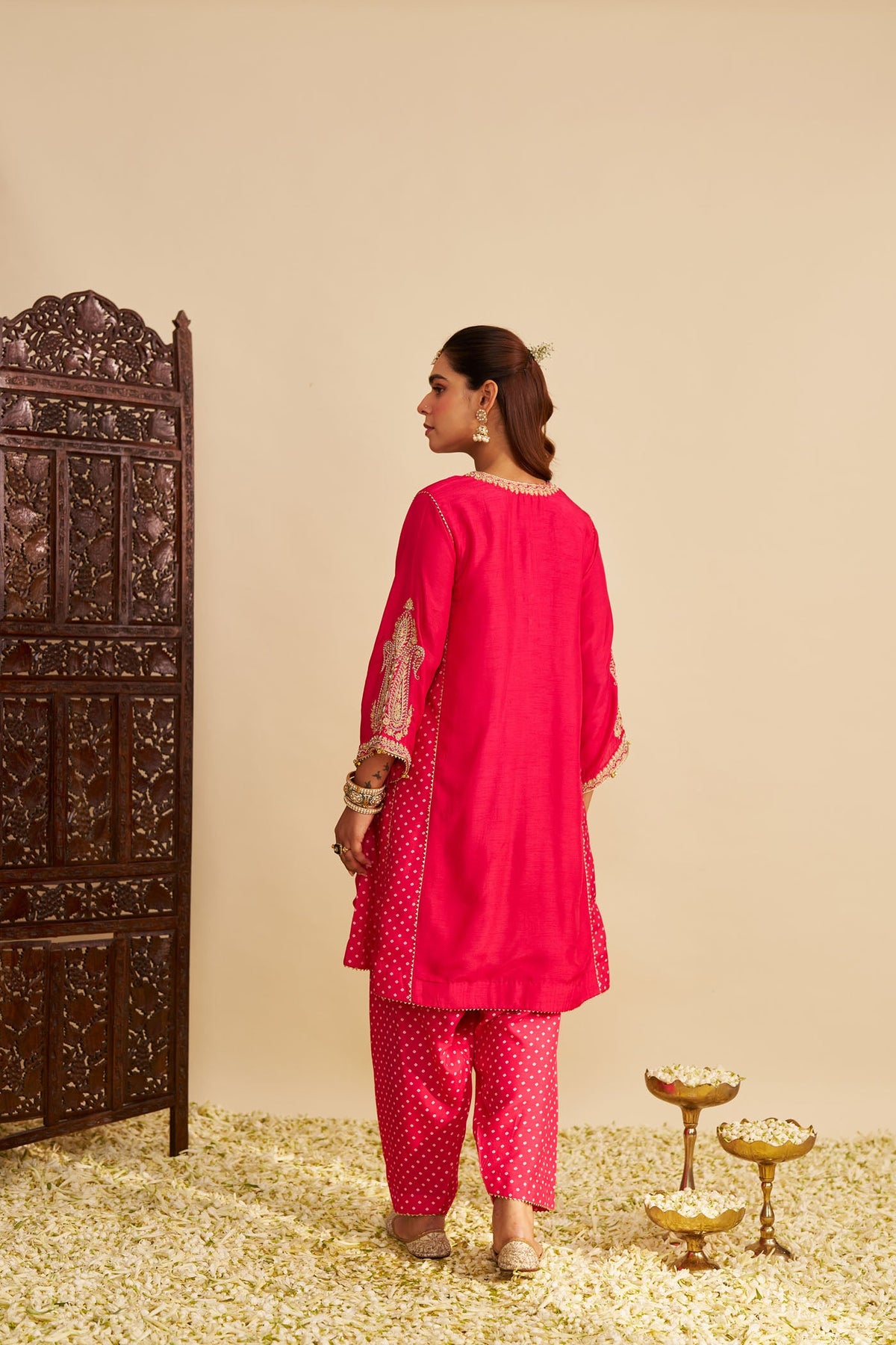 JERIAH - Rani Hotpink SHORT CHAUGA WITH SALWAR