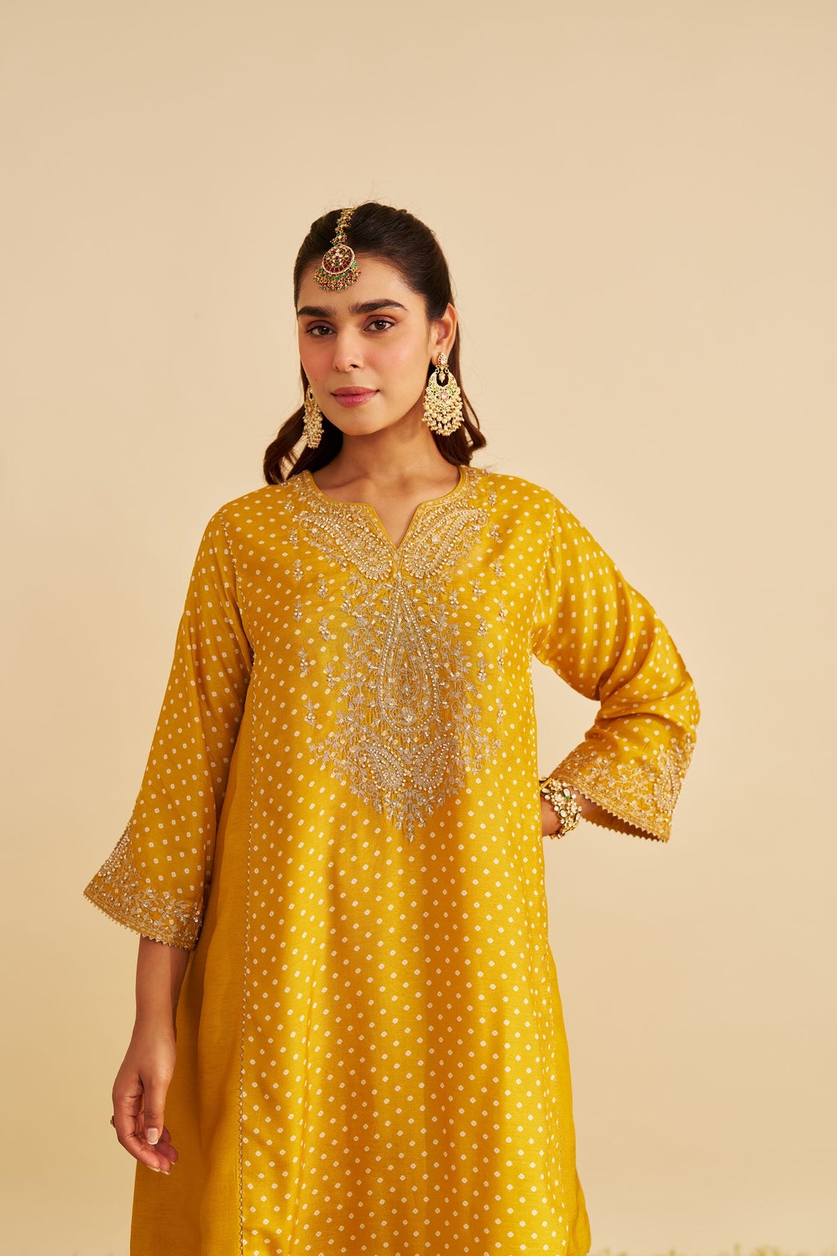 KAYRA - Heirloom Mustard SHORT GATHERED CHAUGA WITH SALWAR