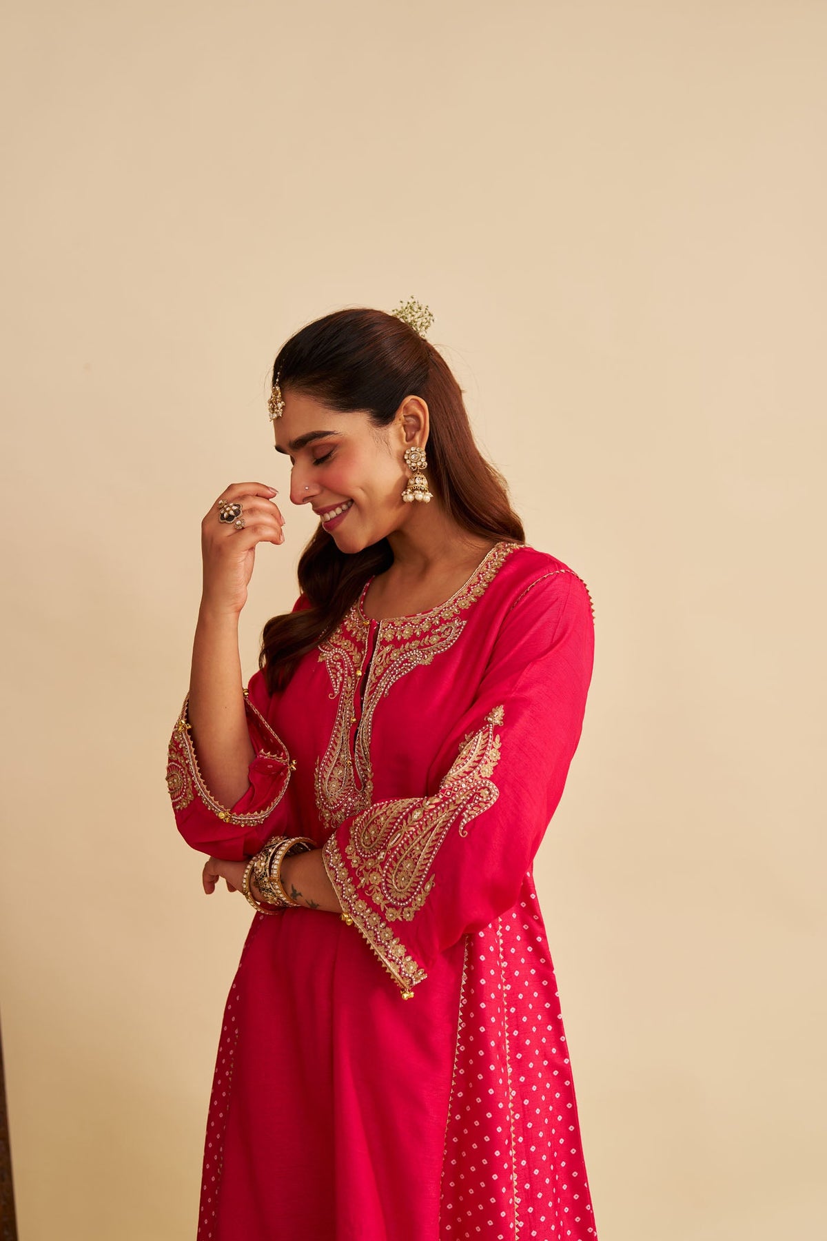 JERIAH - Rani Hotpink SHORT CHAUGA WITH SALWAR