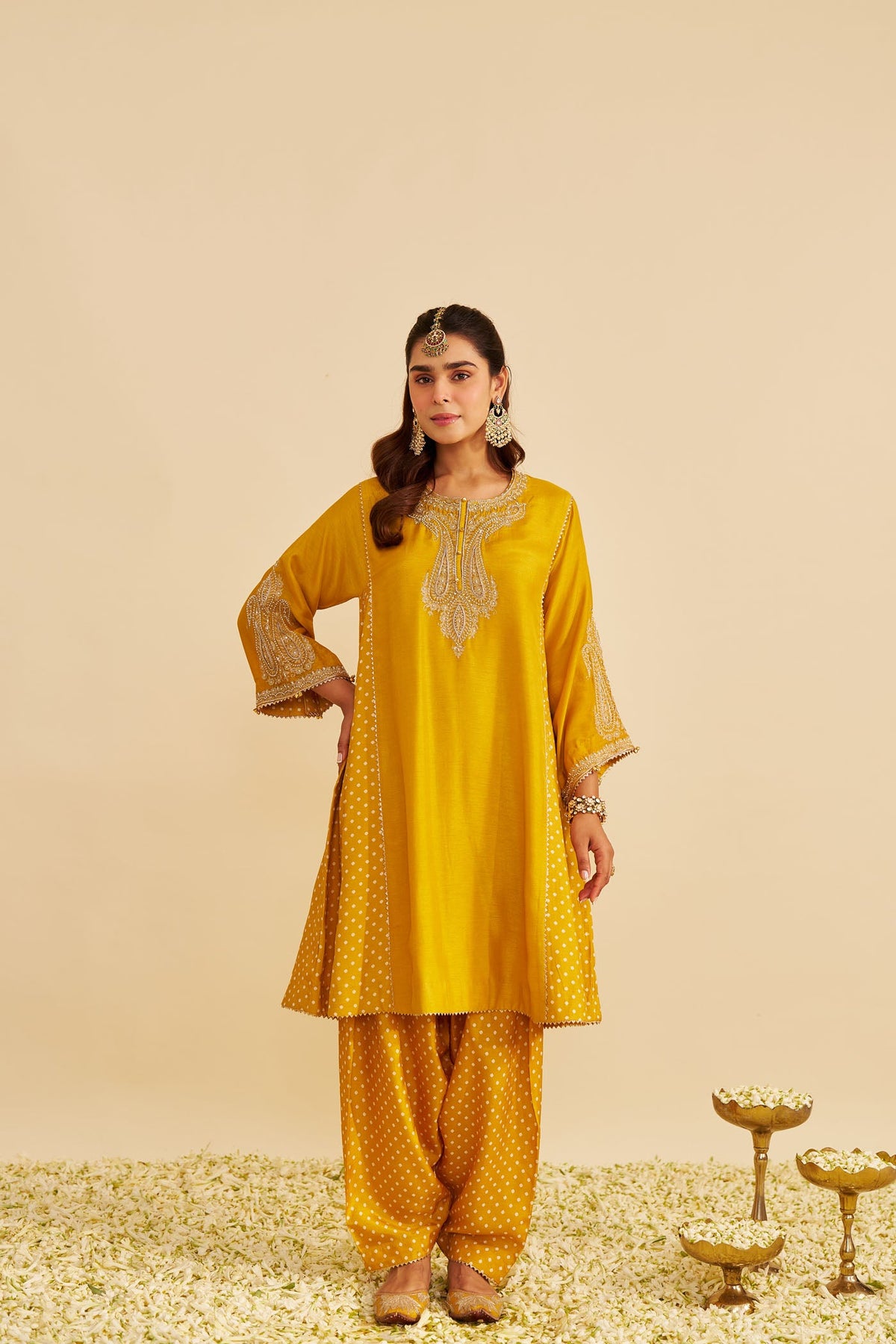 JERIAH - Heirloom Mustard SHORT CHAUGA WITH SALWAR