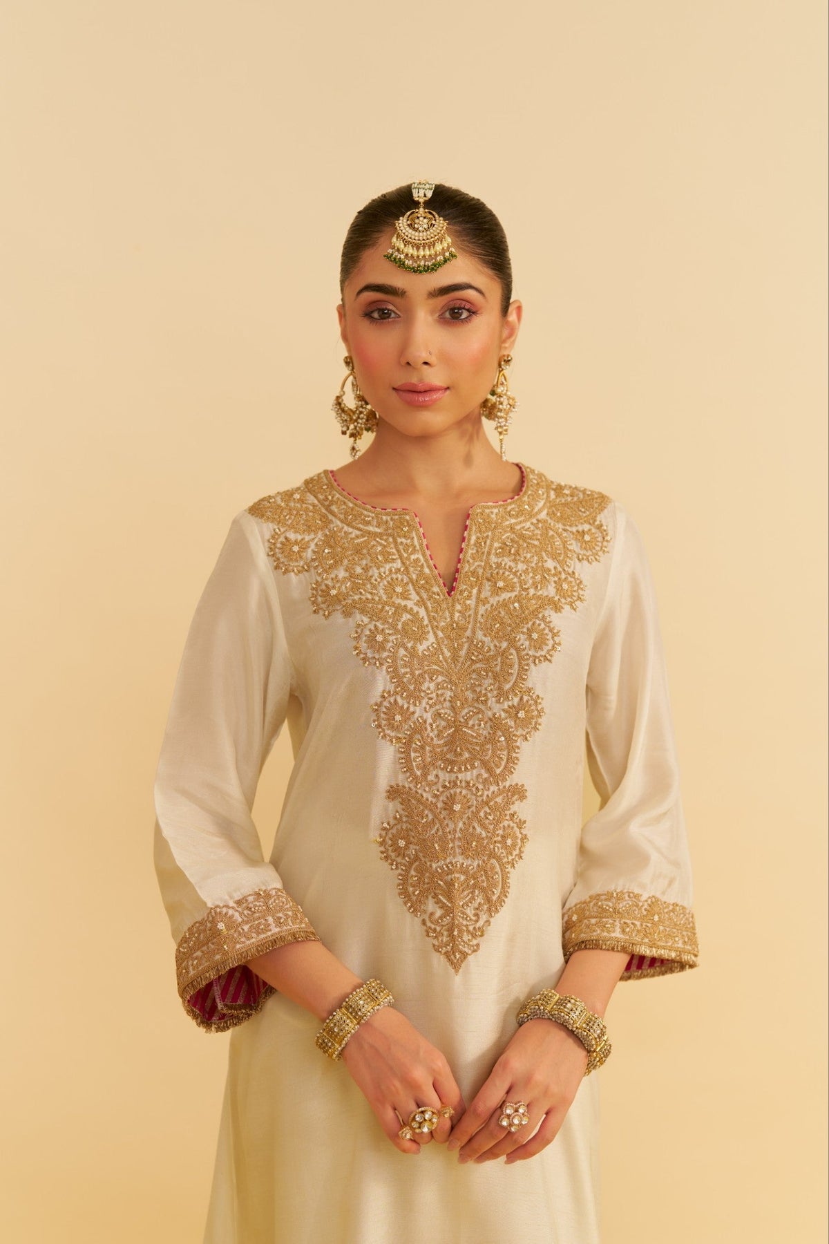 HIBA - DAISY IVORY LONG KAFTAN WITH SALWAR AND DUPATTA (Lxrts)