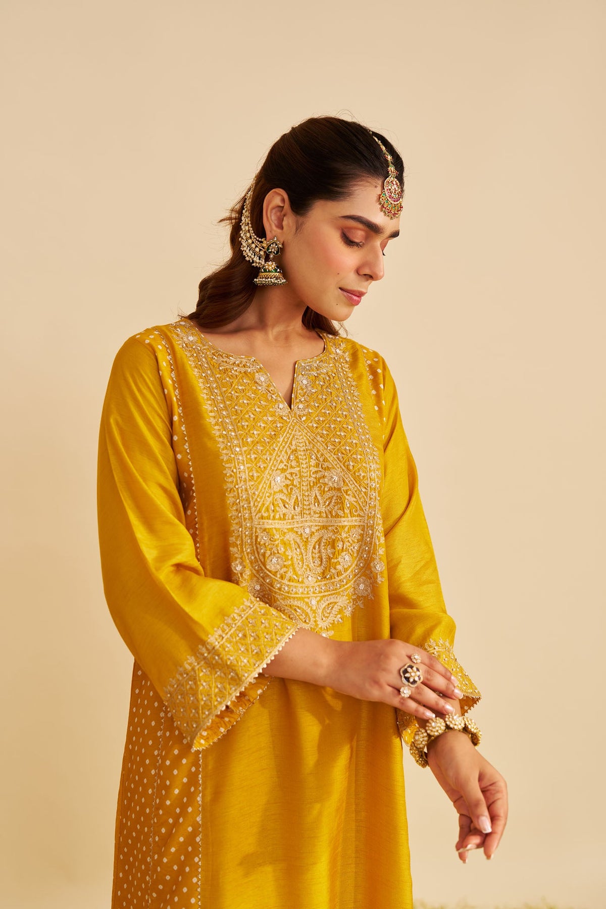 ESRA - Heirloom Mustard LONG CHAUGA WITH SALWAR