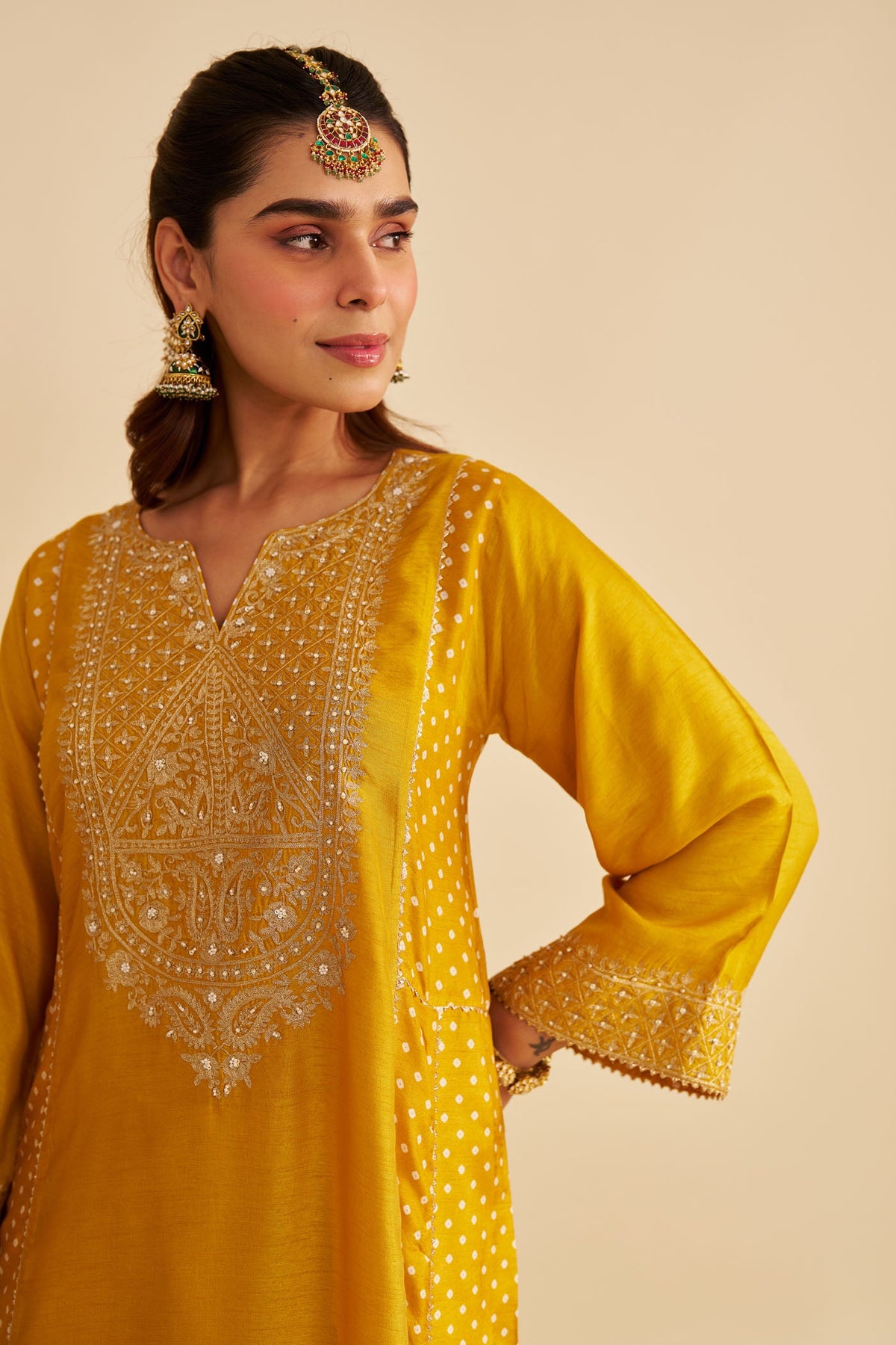 ESRA - Heirloom Mustard LONG CHAUGA WITH SALWAR
