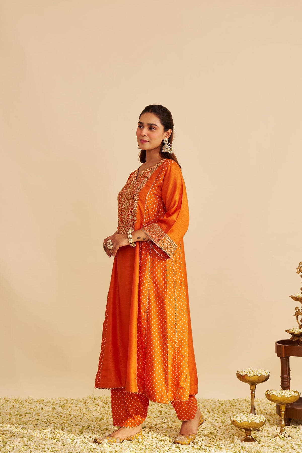 ESRA - Orange LONG CHAUGA WITH SALWAR