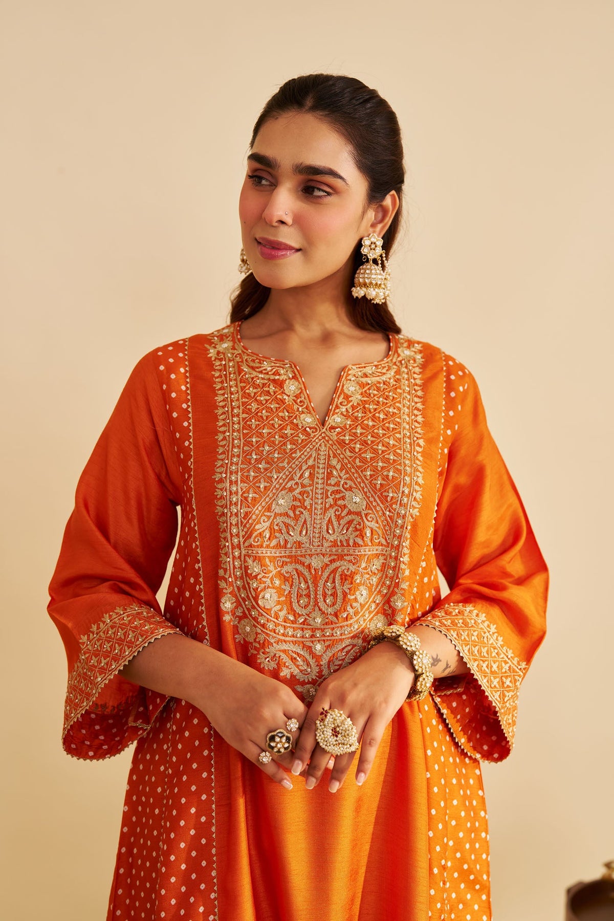 ESRA - Orange LONG CHAUGA WITH SALWAR
