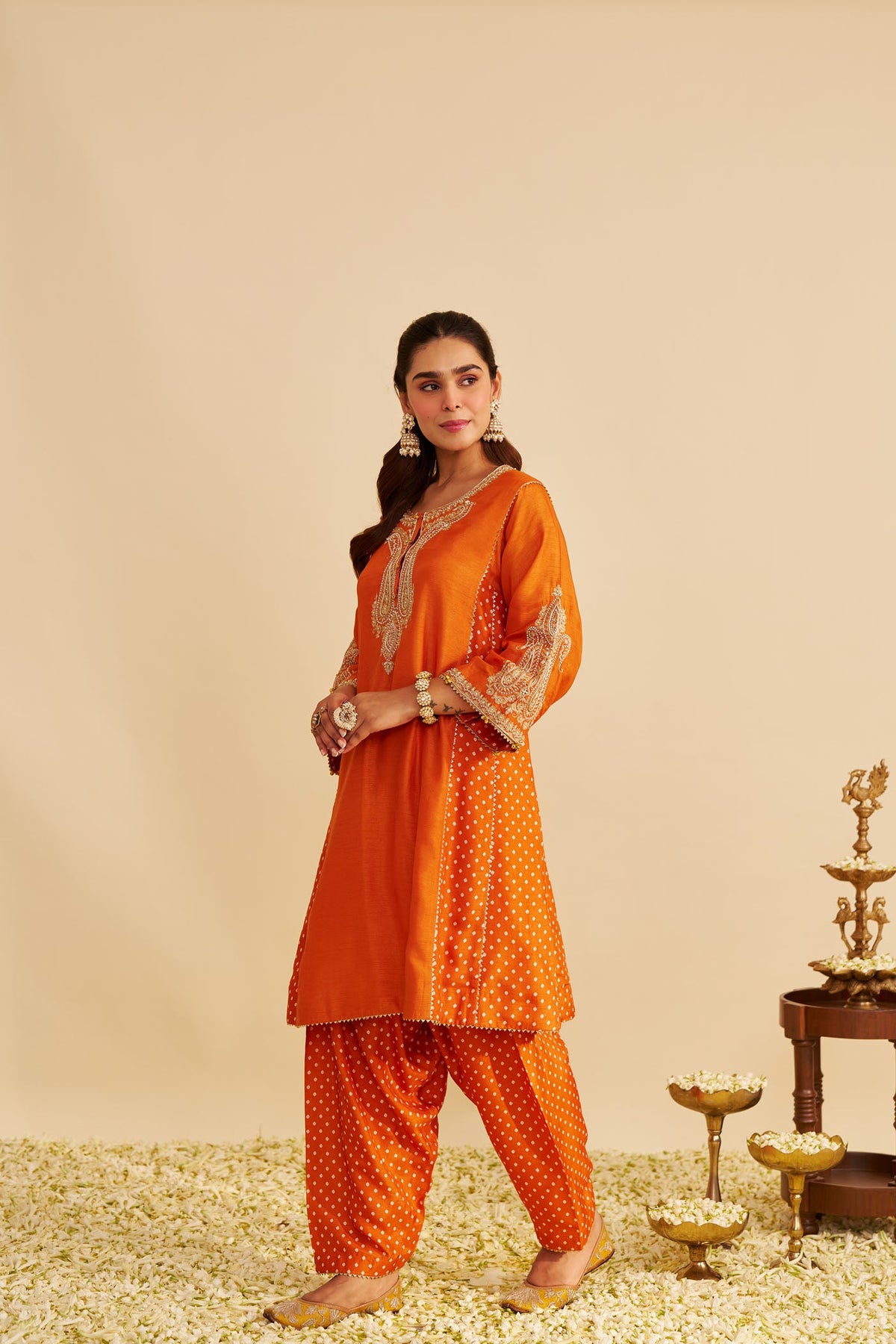 JERIAH - Orange SHORT CHAUGA WITH SALWAR