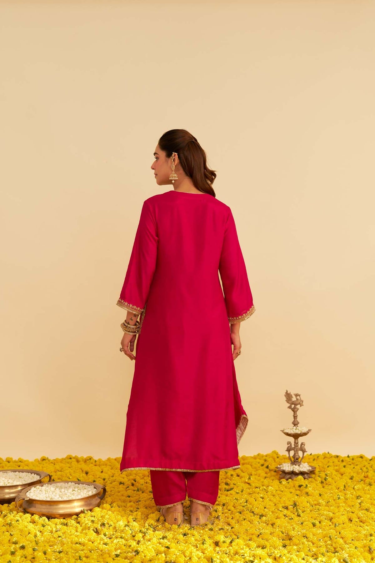 AMAYA - Rani Hotpink LONG KAFTAN WITH SALWAR