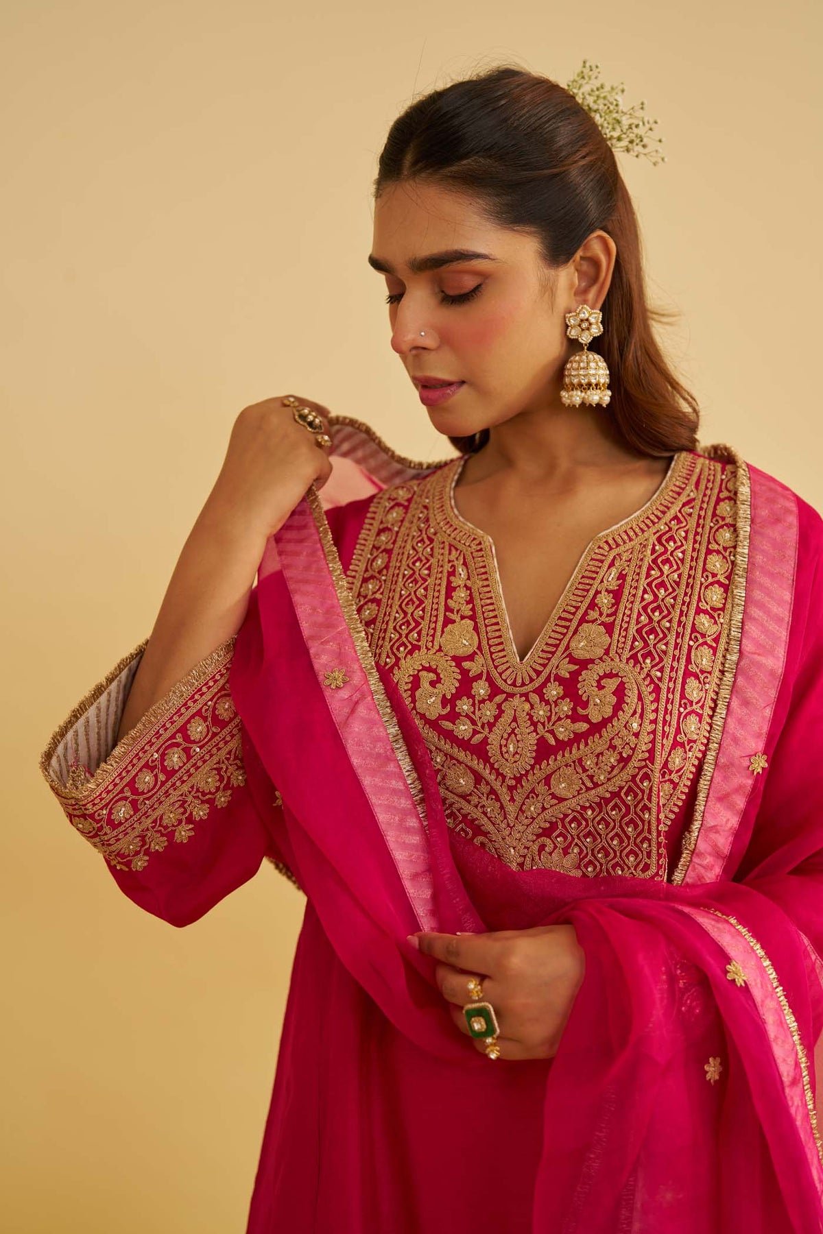 MEHZA - Rani Hotpink HORT CHAUGA WITH SALWAR
