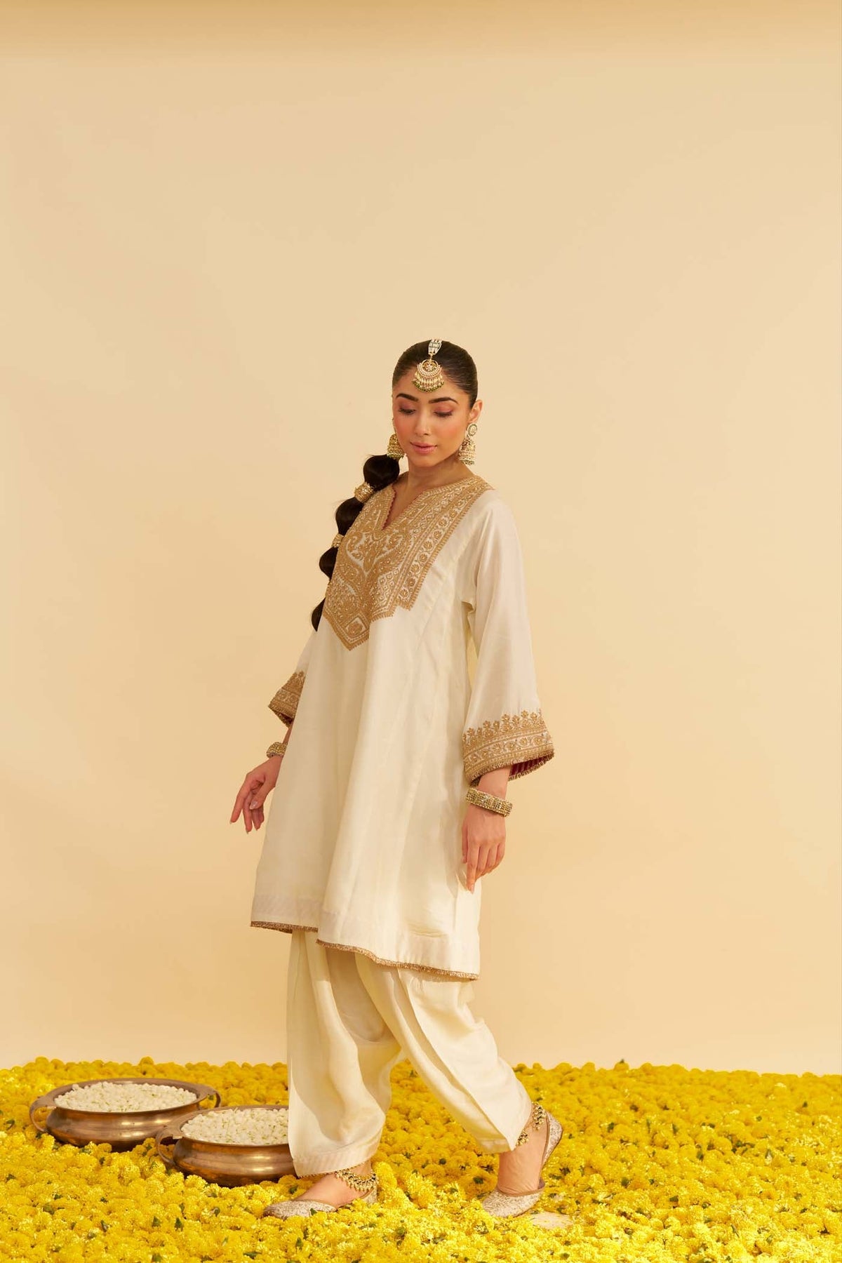 MEHZA - DAISY IVORY SHORT CHAUGA WITH SALWAR