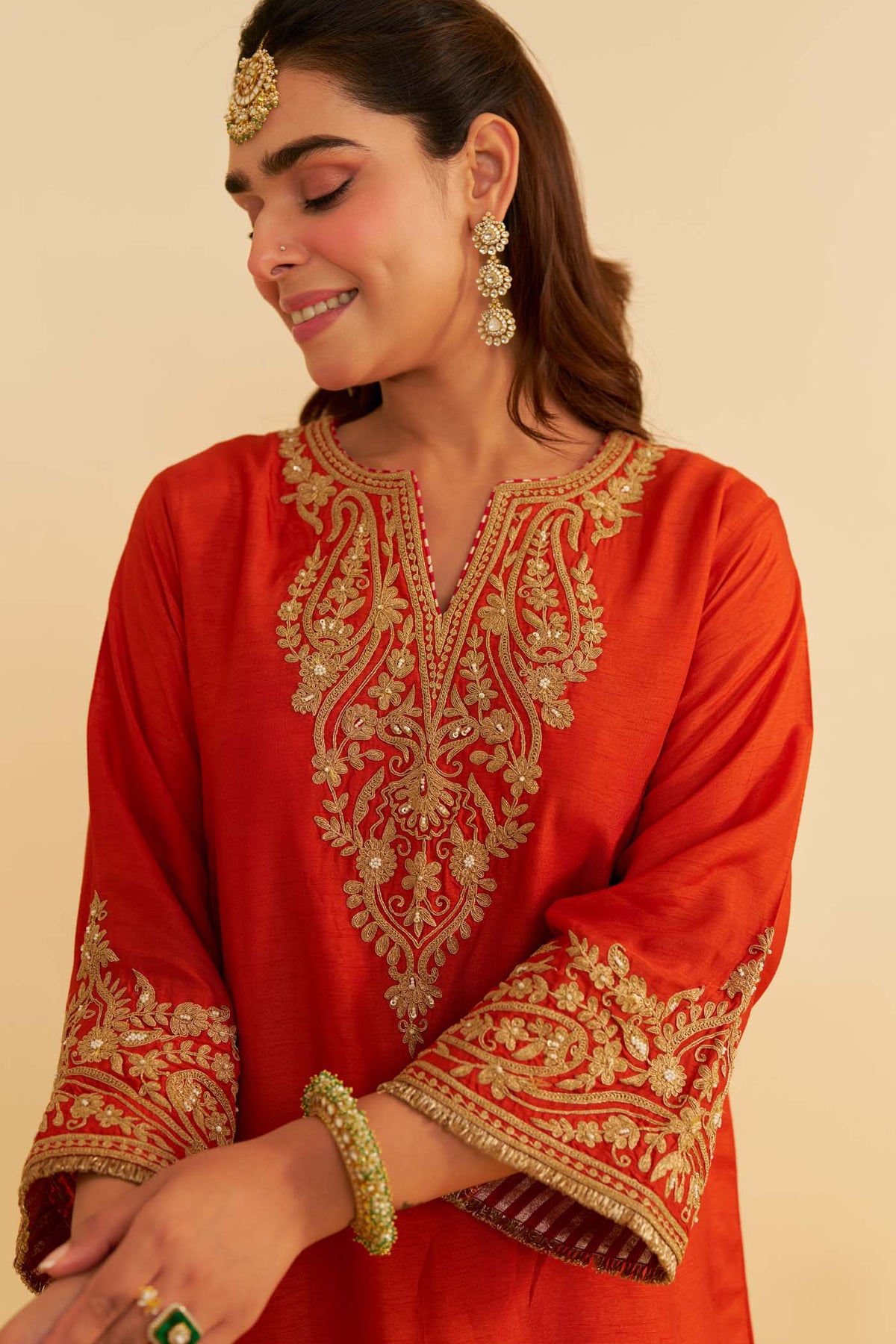 BHAVYA SHARMA IN MARWA - BURNT ORANGE SHORT CHAUGA WITH SALWAR