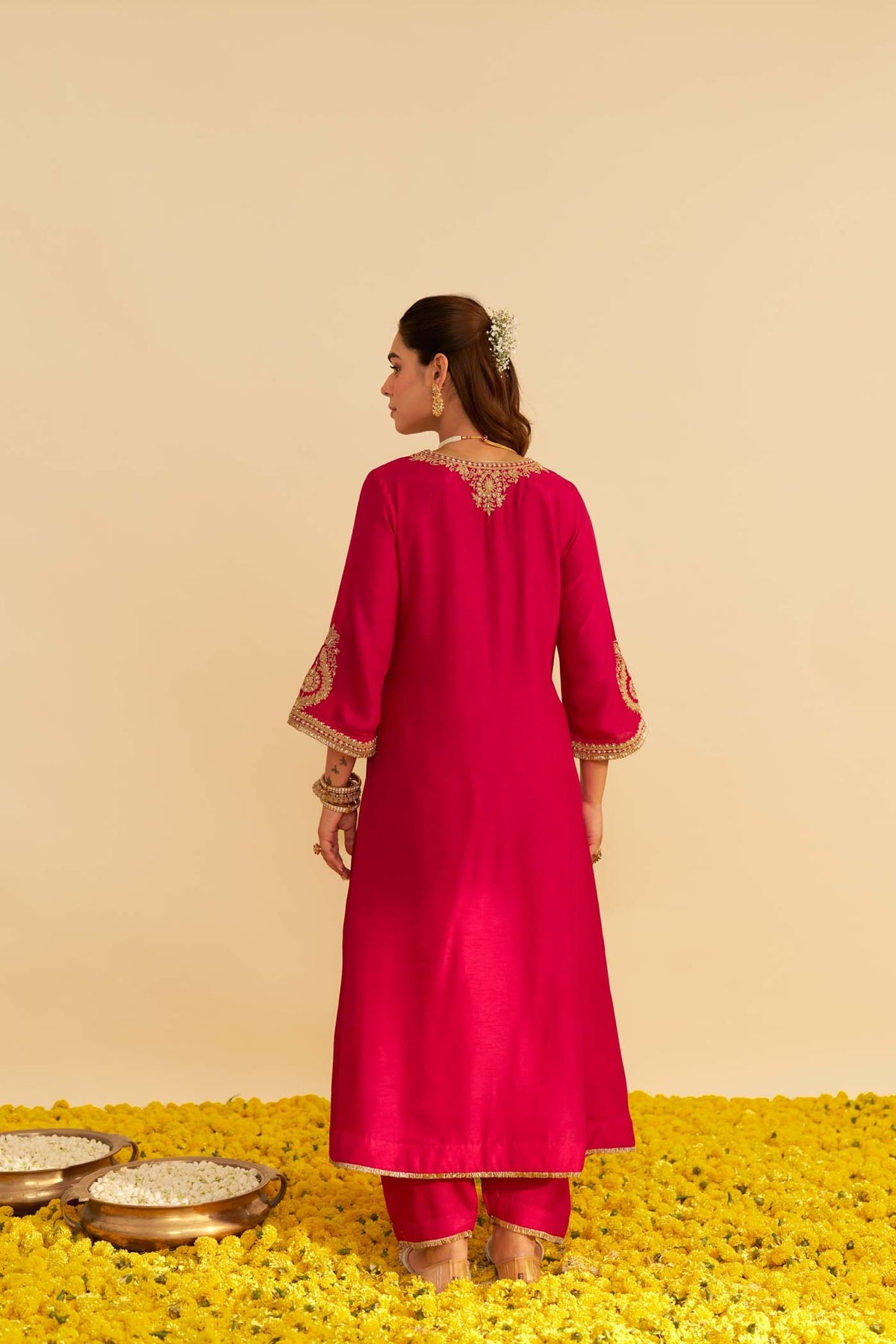 HAAYAT - Rani Hotpink LONG KAFTAN WITH SALWAR
