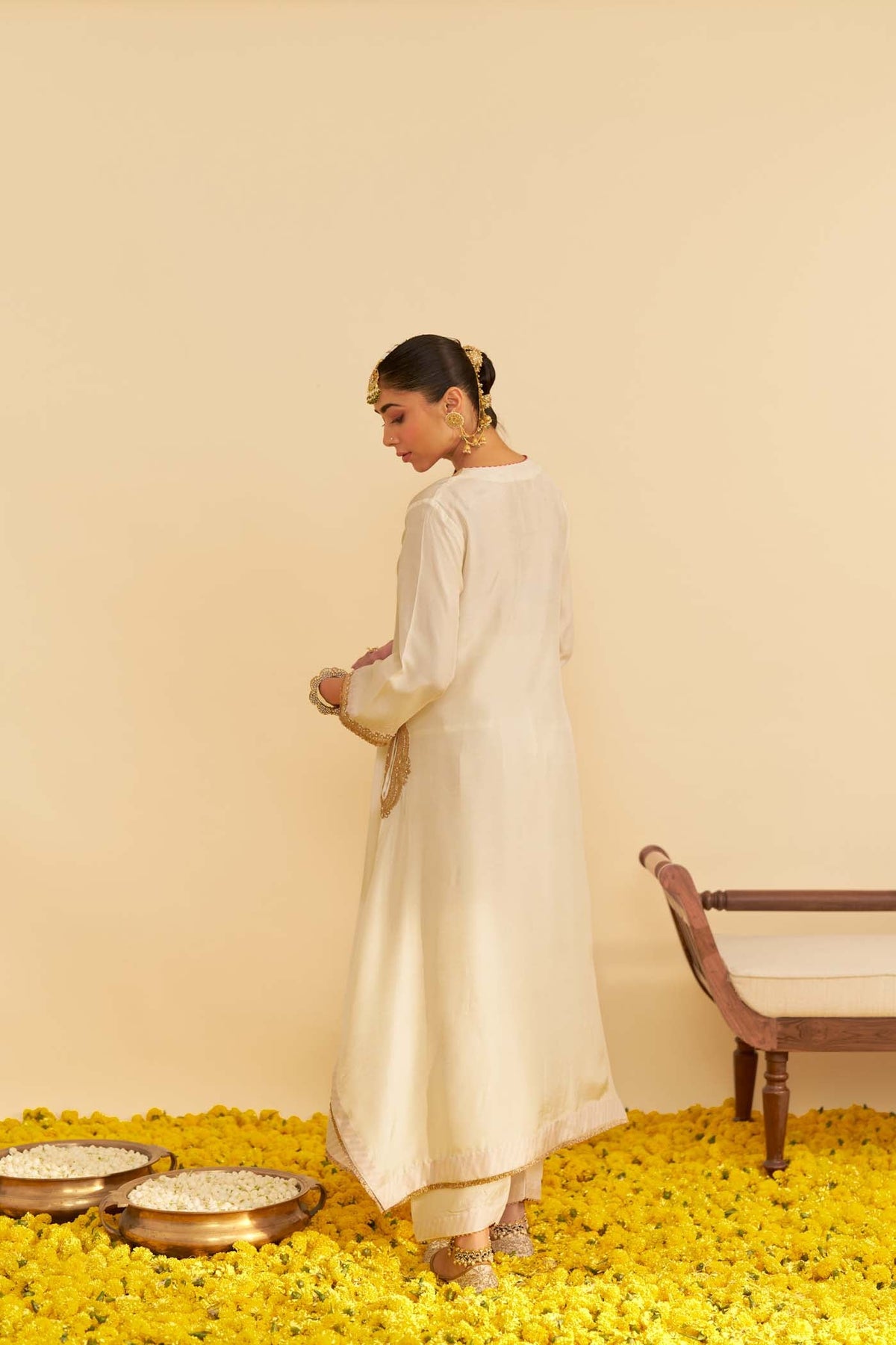 AMAYA - DAISY IVORY LONG KAFTAN WITH SALWAR