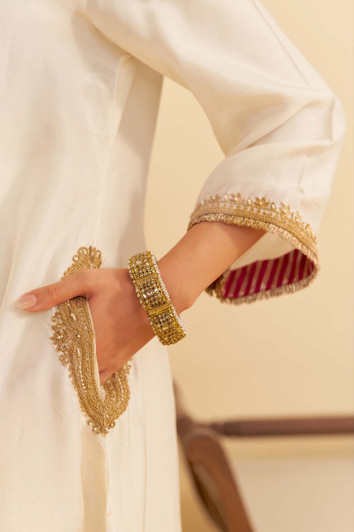 AMAYA - DAISY IVORY LONG KAFTAN WITH SALWAR