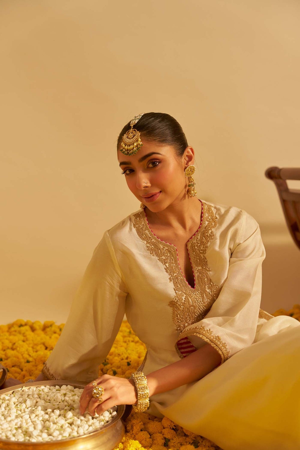 AMAYA - DAISY IVORY LONG KAFTAN WITH SALWAR