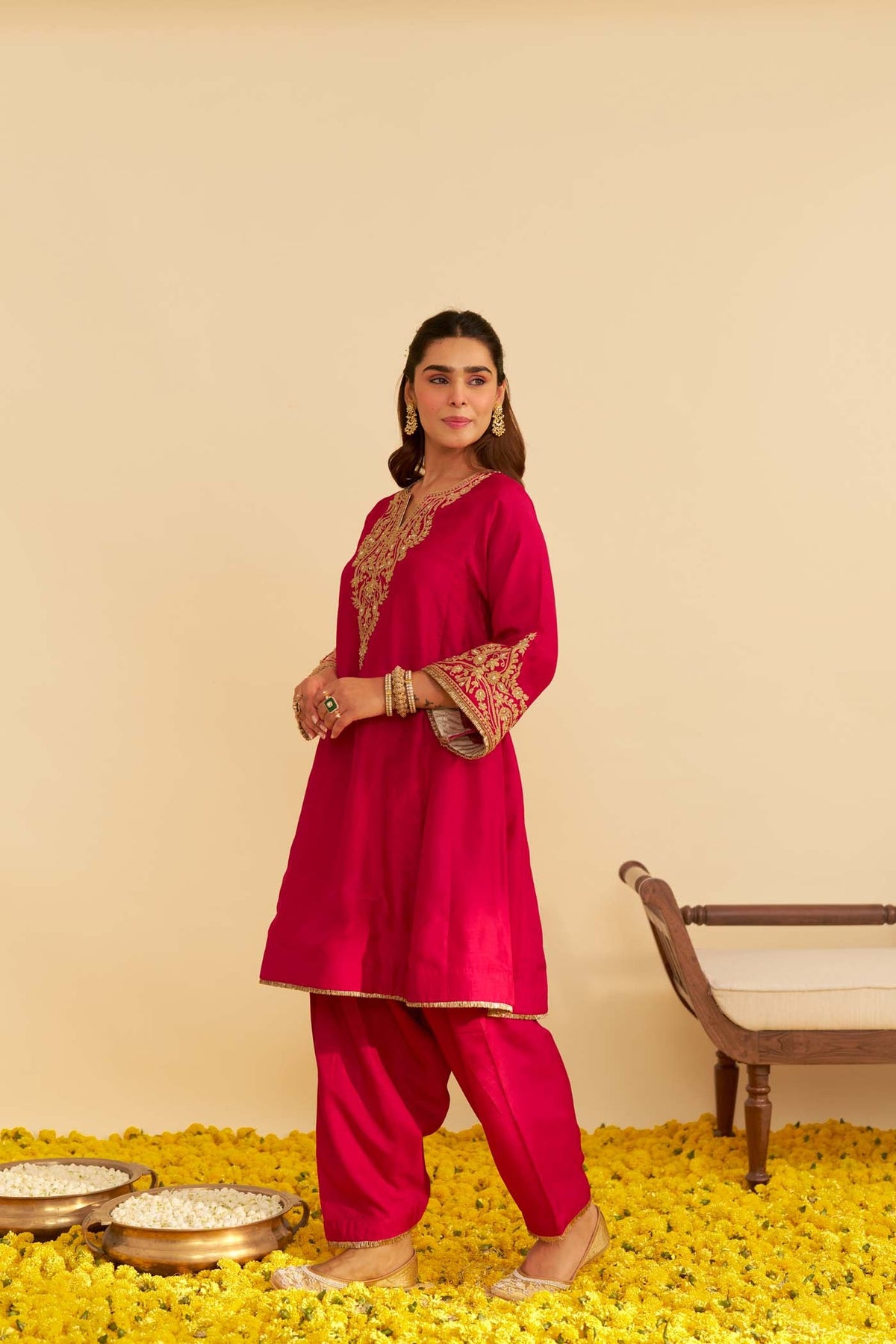 MARWA - Rani Hotpink SHORT CHAUGA WITH SALWAR