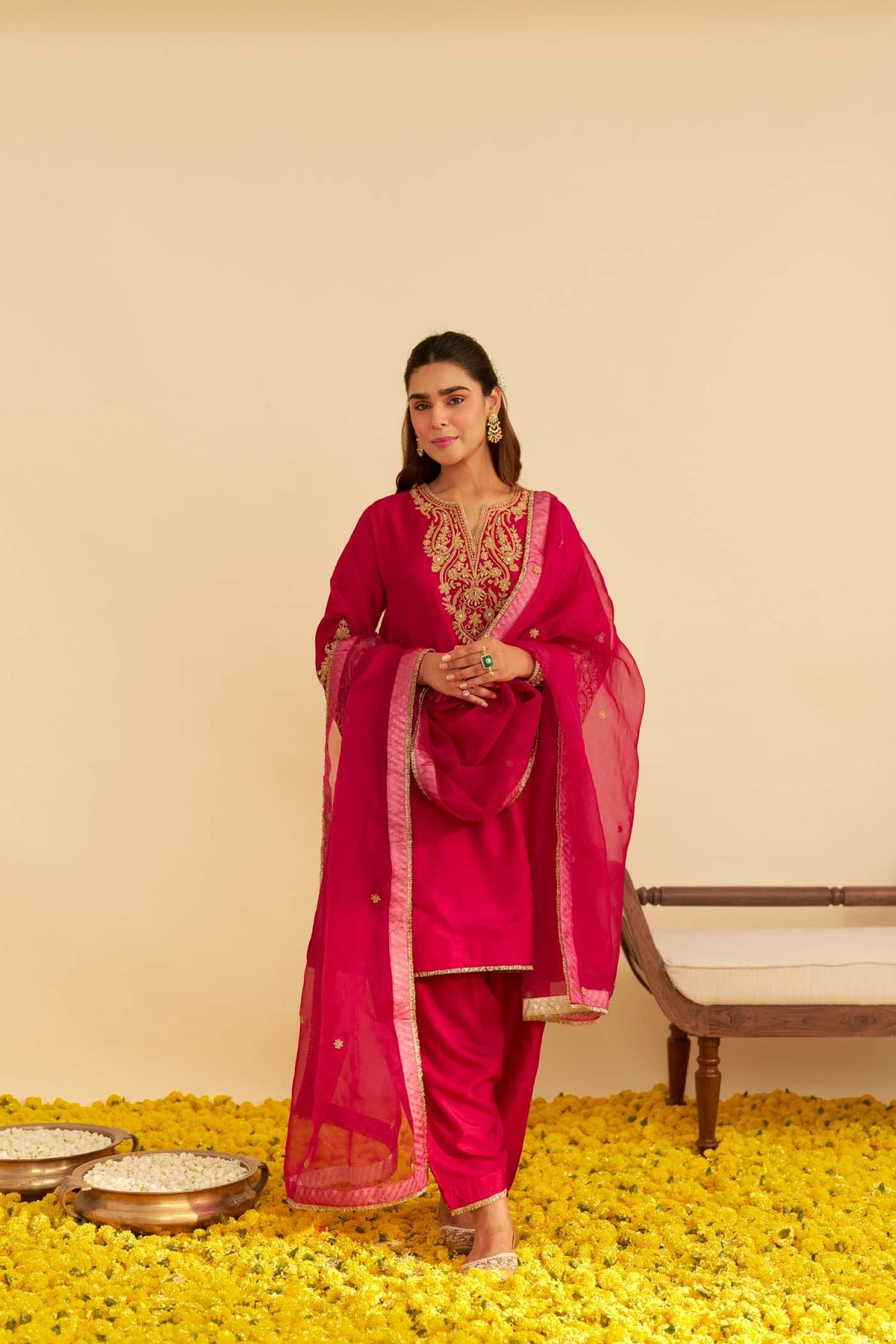 MARWA - Rani Hotpink SHORT CHAUGA WITH SALWAR