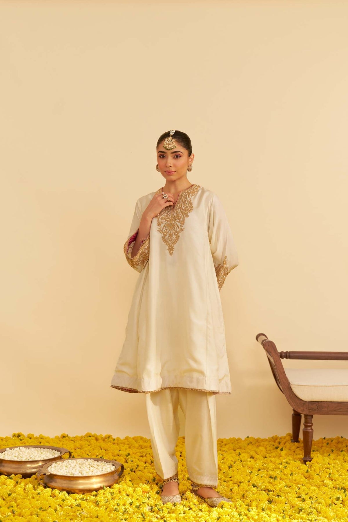 MARWA - DAISY IVORY SHORT CHAUGA WITH SALWAR (LXRTS)