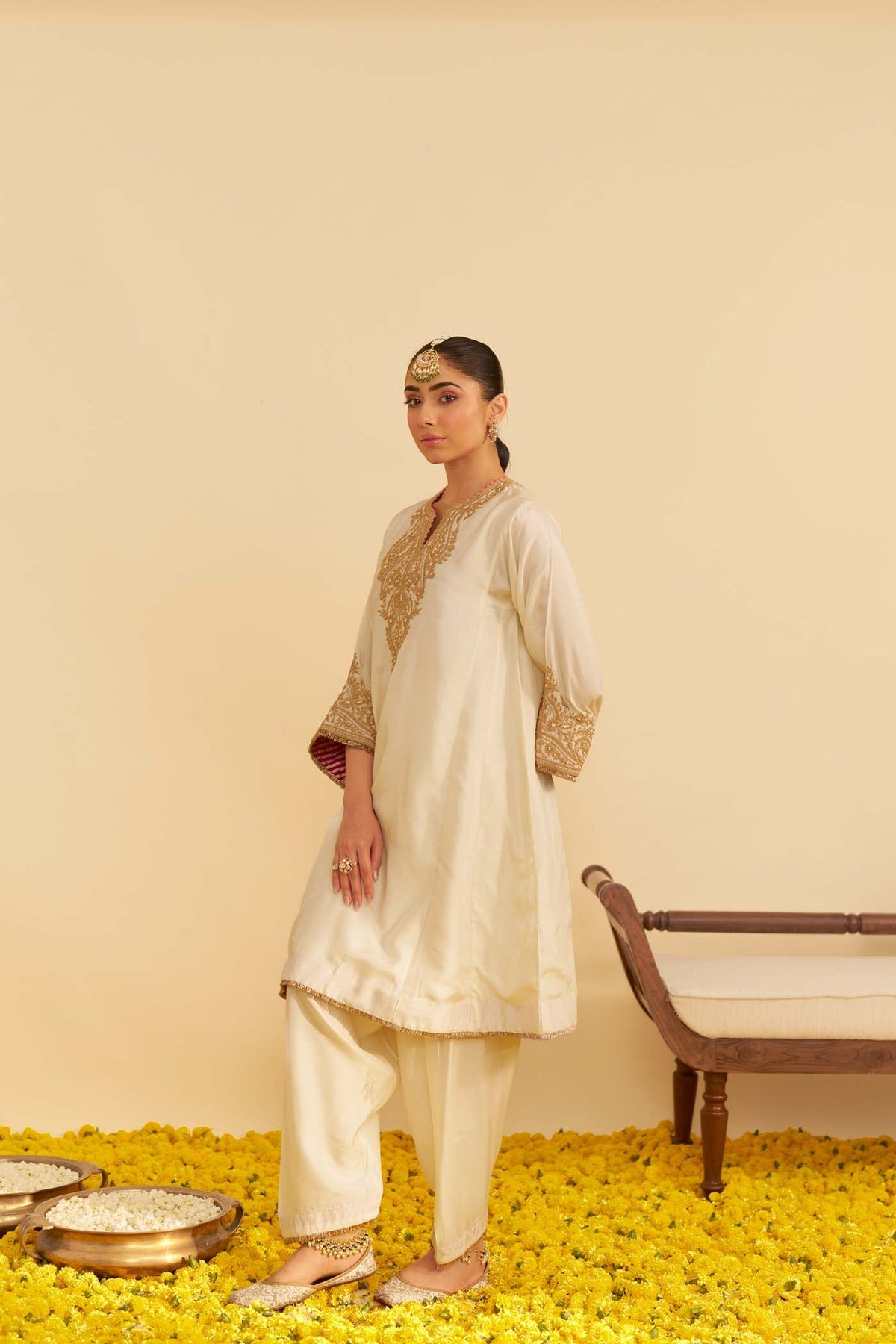 MARWA - DAISY IVORY SHORT CHAUGA WITH SALWAR (LXRTS)