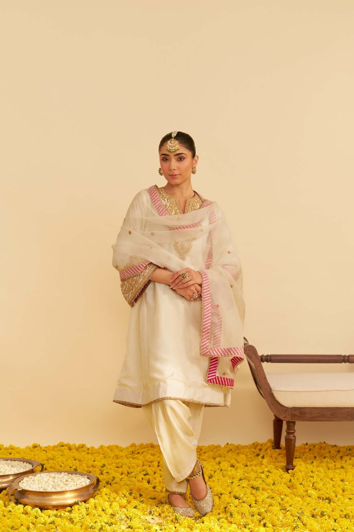 MARWA - DAISY IVORY SHORT CHAUGA WITH SALWAR (LXRTS)