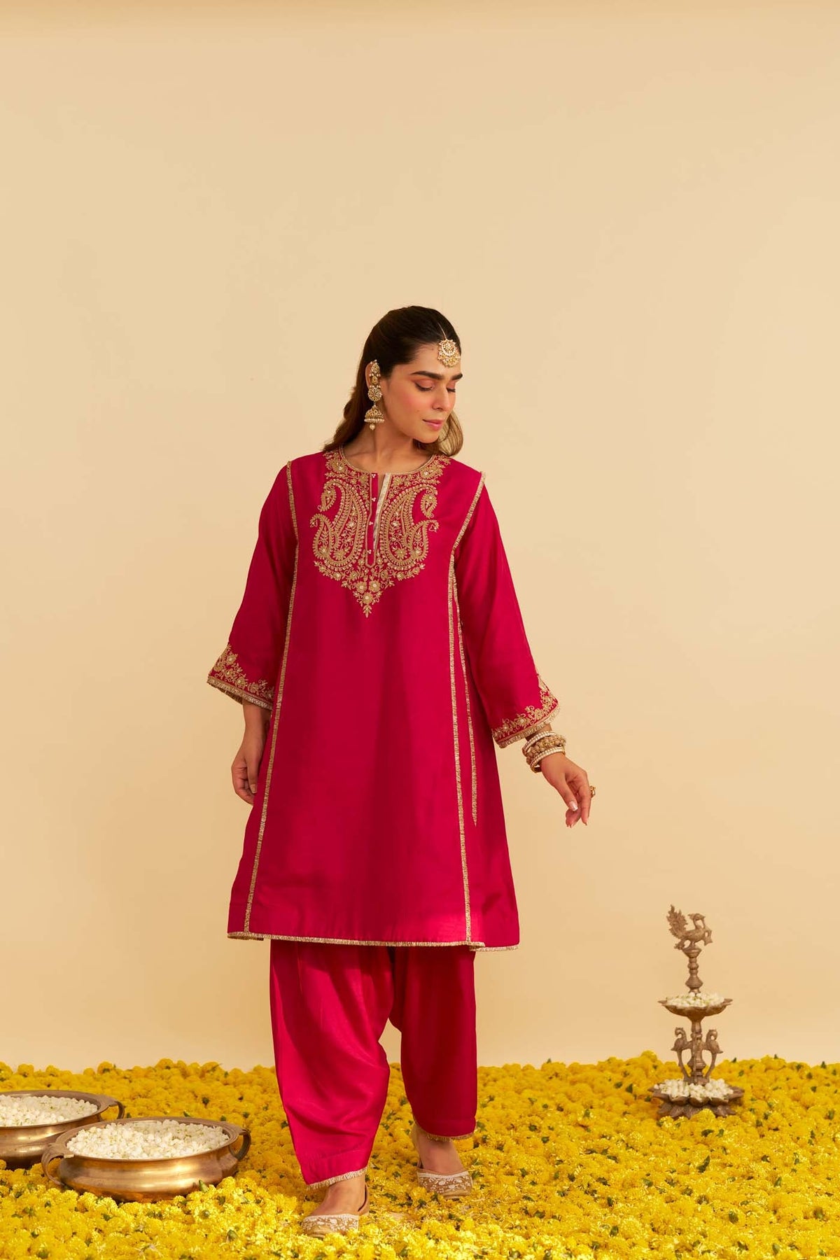 AYRA - Rani Hotpink SHORT CHAUGA WITH SALWAR