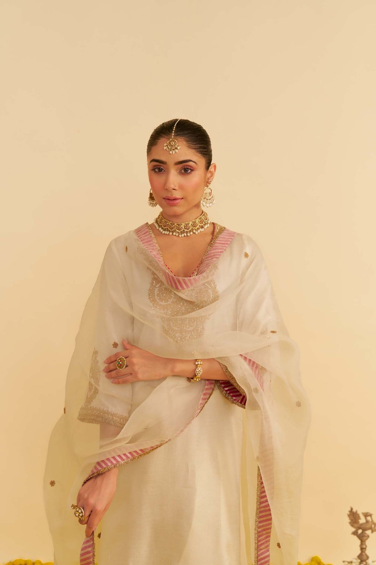 HAAYAT - DAISY IVORY LONG KAFTAN WITH SALWAR