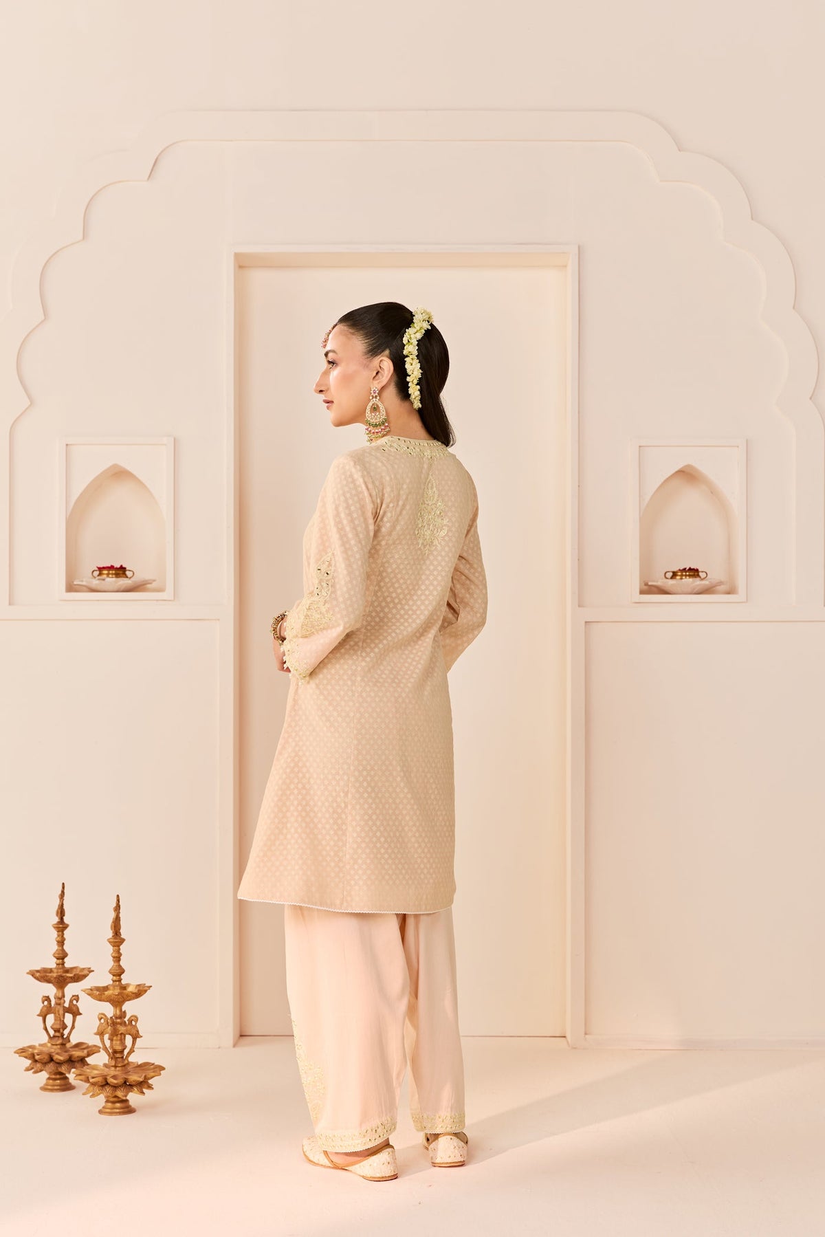 Reem - Carnation Pink Short Choga With Dogri Salwar