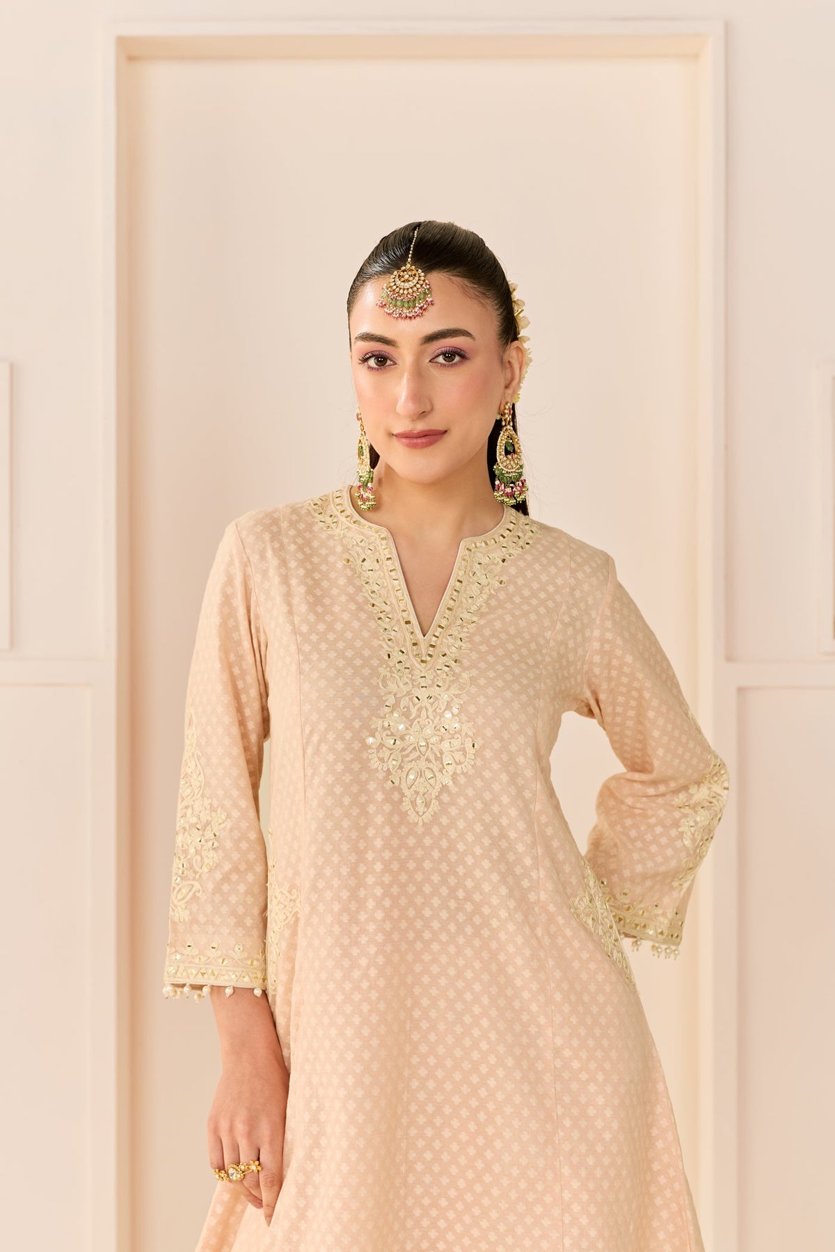Reem - Carnation Pink Short Choga With Dogri Salwar
