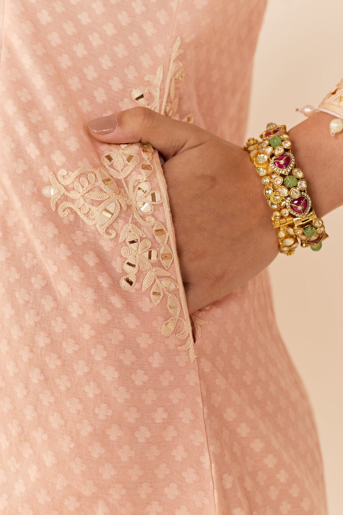 Reem - Carnation Pink Short Choga With Dogri Salwar