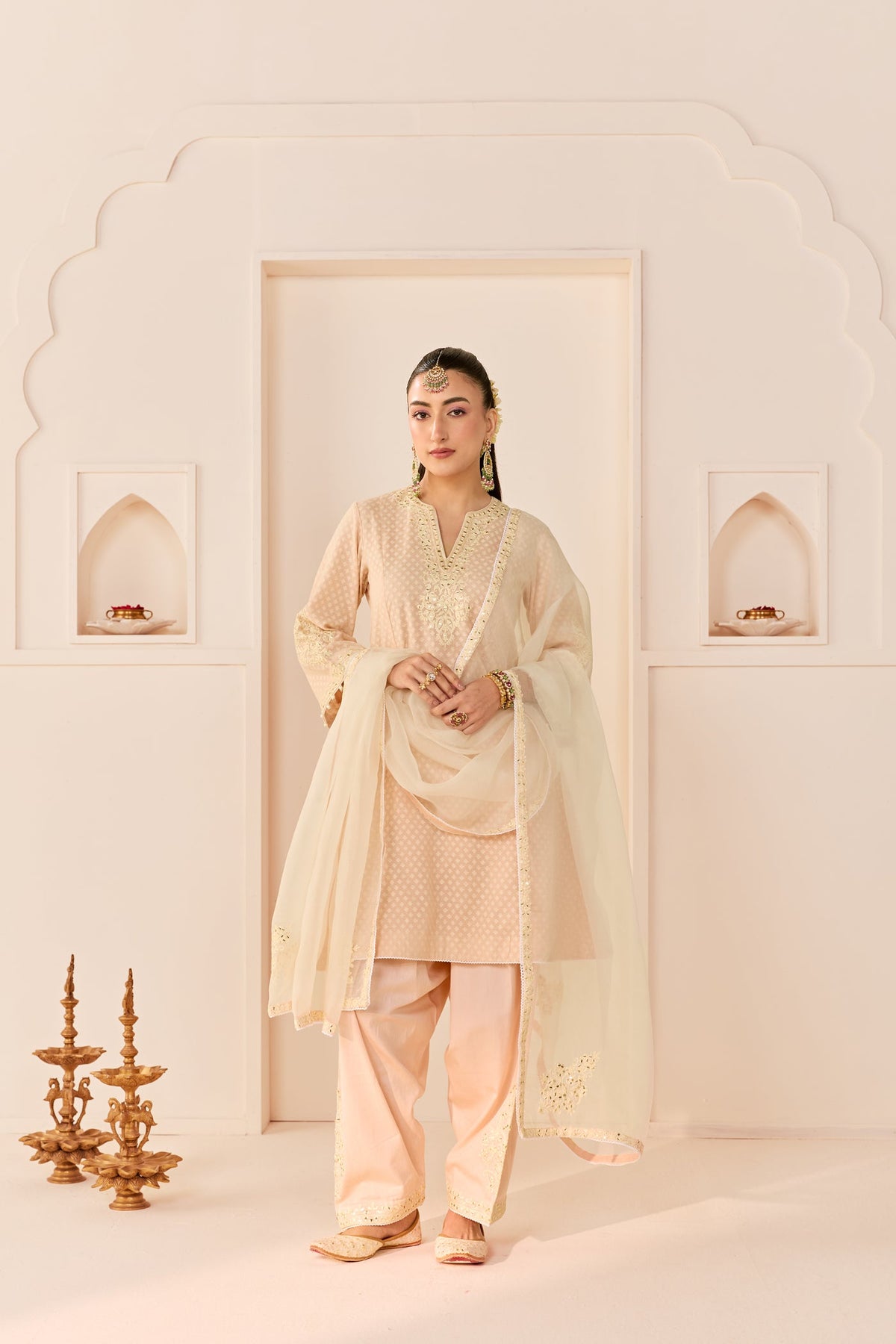 Reem - Carnation Pink Short Choga With Dogri Salwar