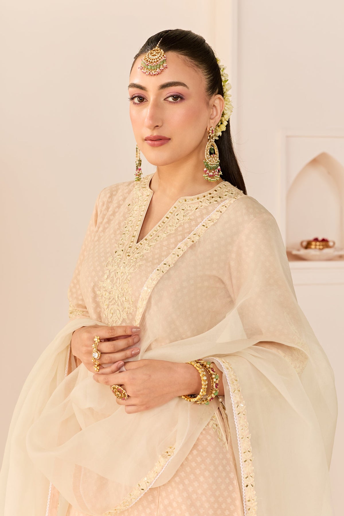 Reem - Carnation Pink Short Choga With Dogri Salwar