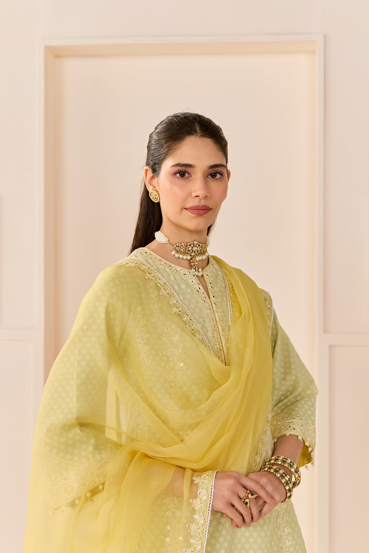 Firdaus - Mint Green Long Kalidaar Chauga With Dogri Salwar And Dupatta (LXRTS)