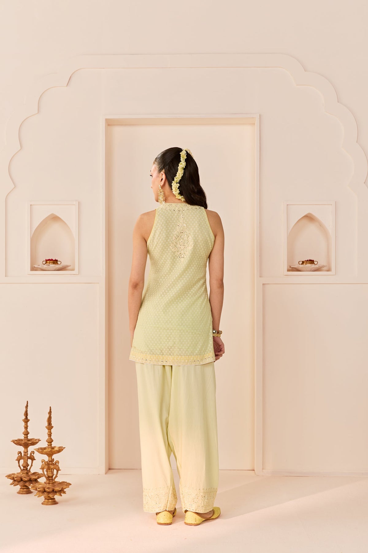 Miral - Mint Green Short Kurta With Farsi Salwar